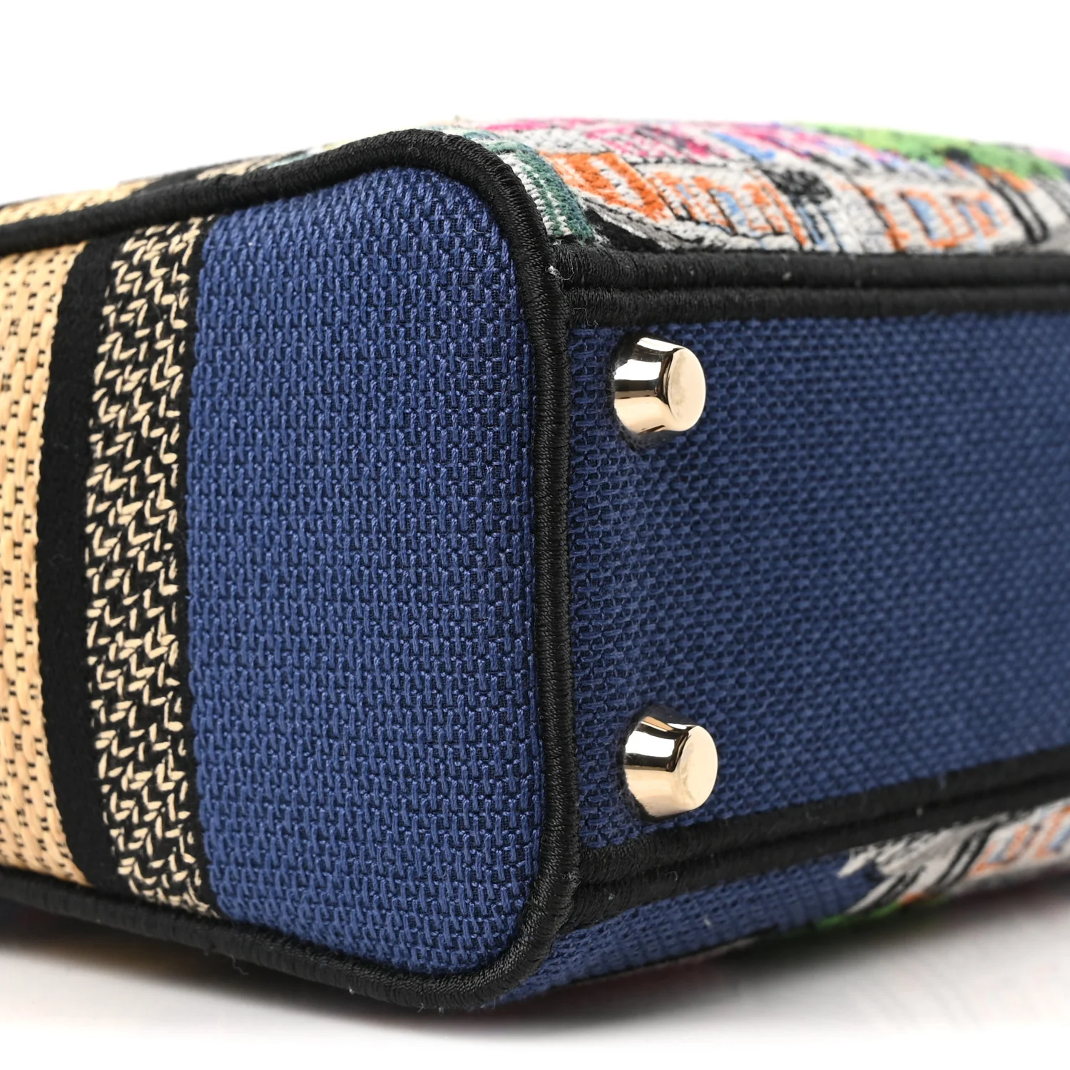Raffia Embroidered Souvenir Paris Small Lady D-Lite Blue Multicolor - Image 9