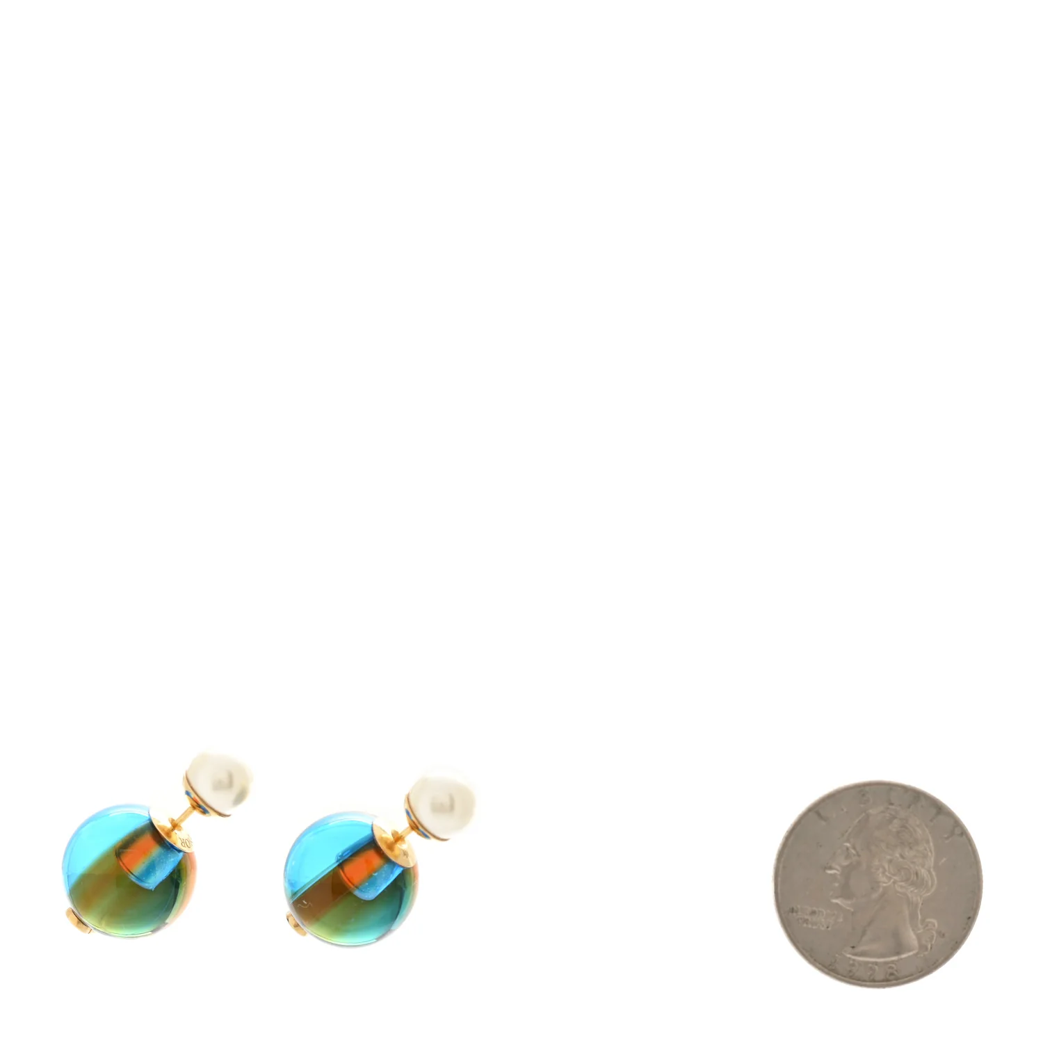 Resin Pearl Mise En Dior Tribal Earrings Blue Multicolor - Image 2