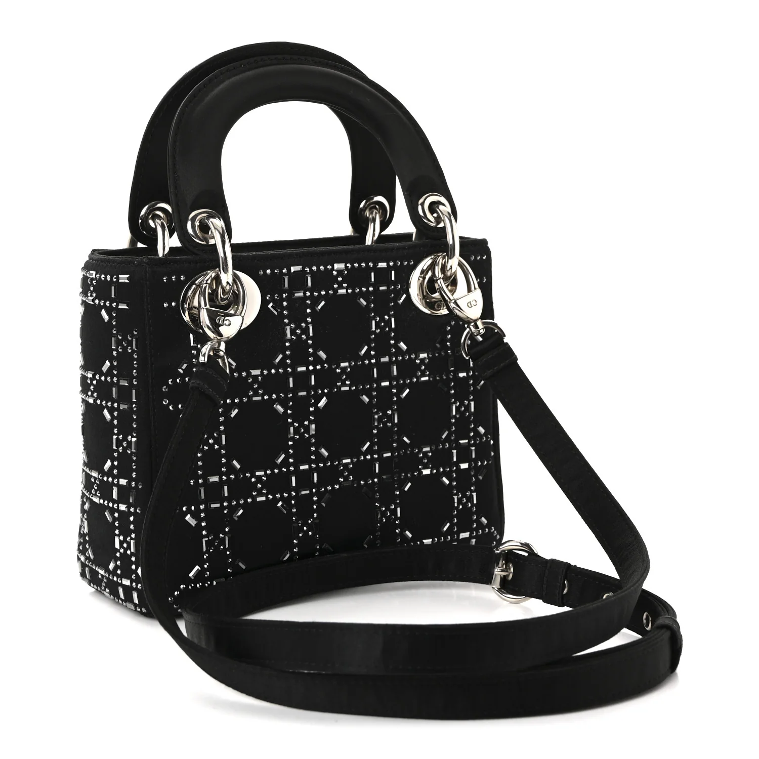 Satin Crystal Cannage Mini Lady Dior Black - Image 3