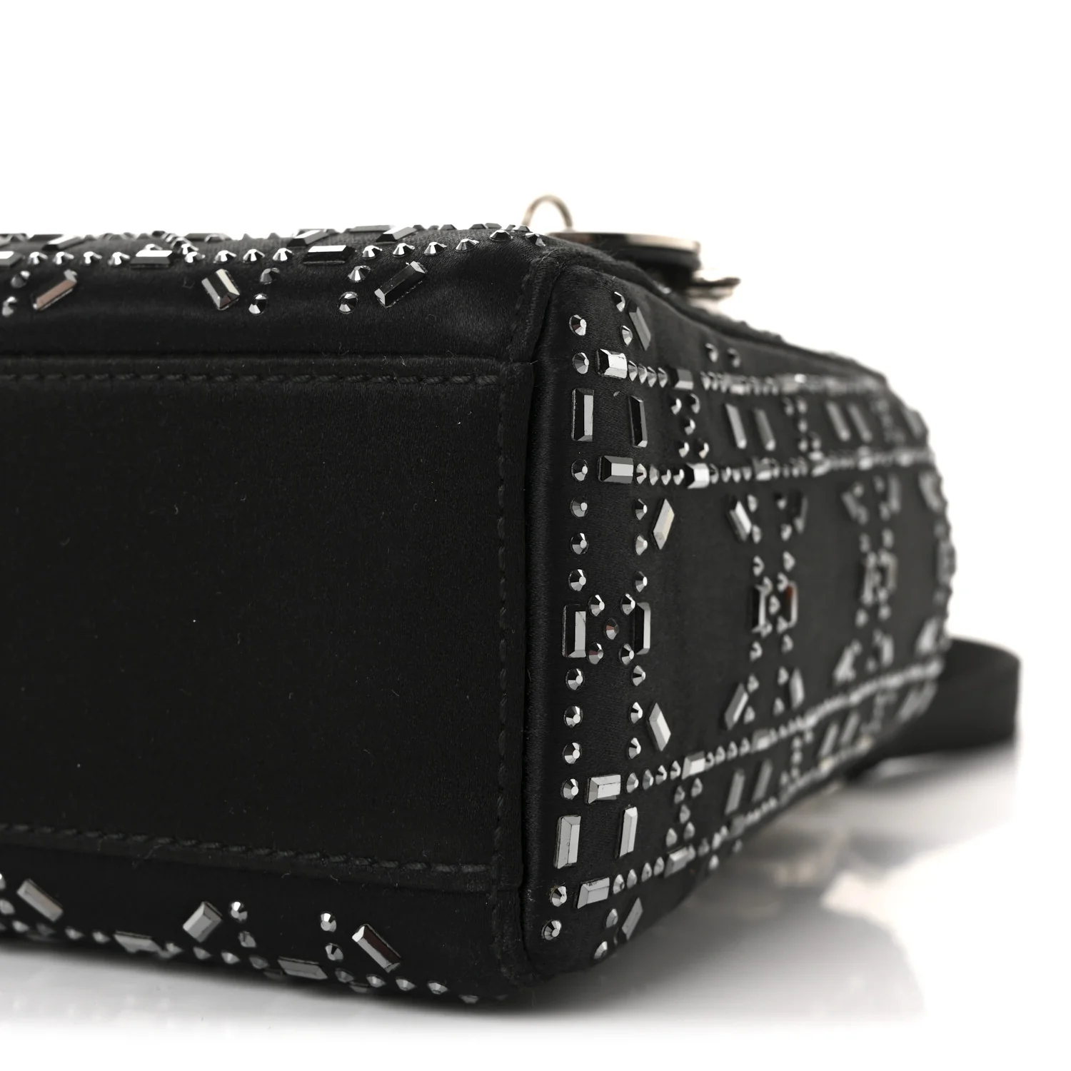 Satin Crystal Cannage Mini Lady Dior Black - Image 9