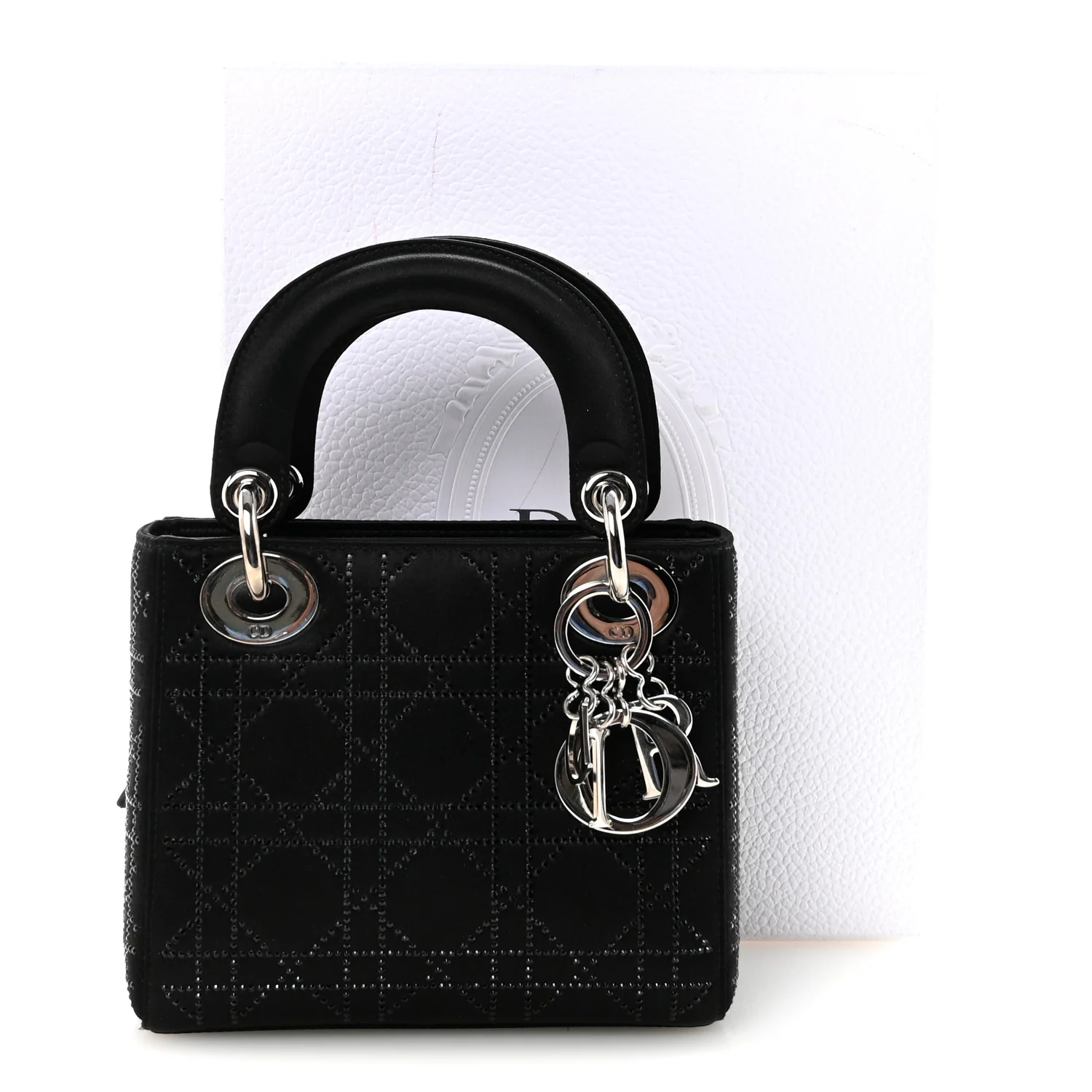 Satin Crystal Cannage Mini Lady Dior Black - Image 10