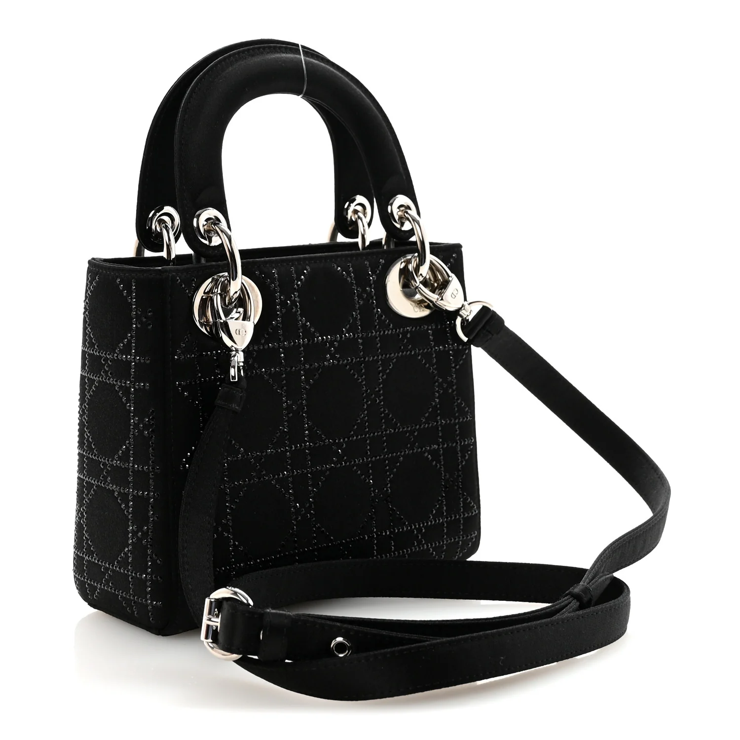 Satin Crystal Cannage Mini Lady Dior Black - Image 3