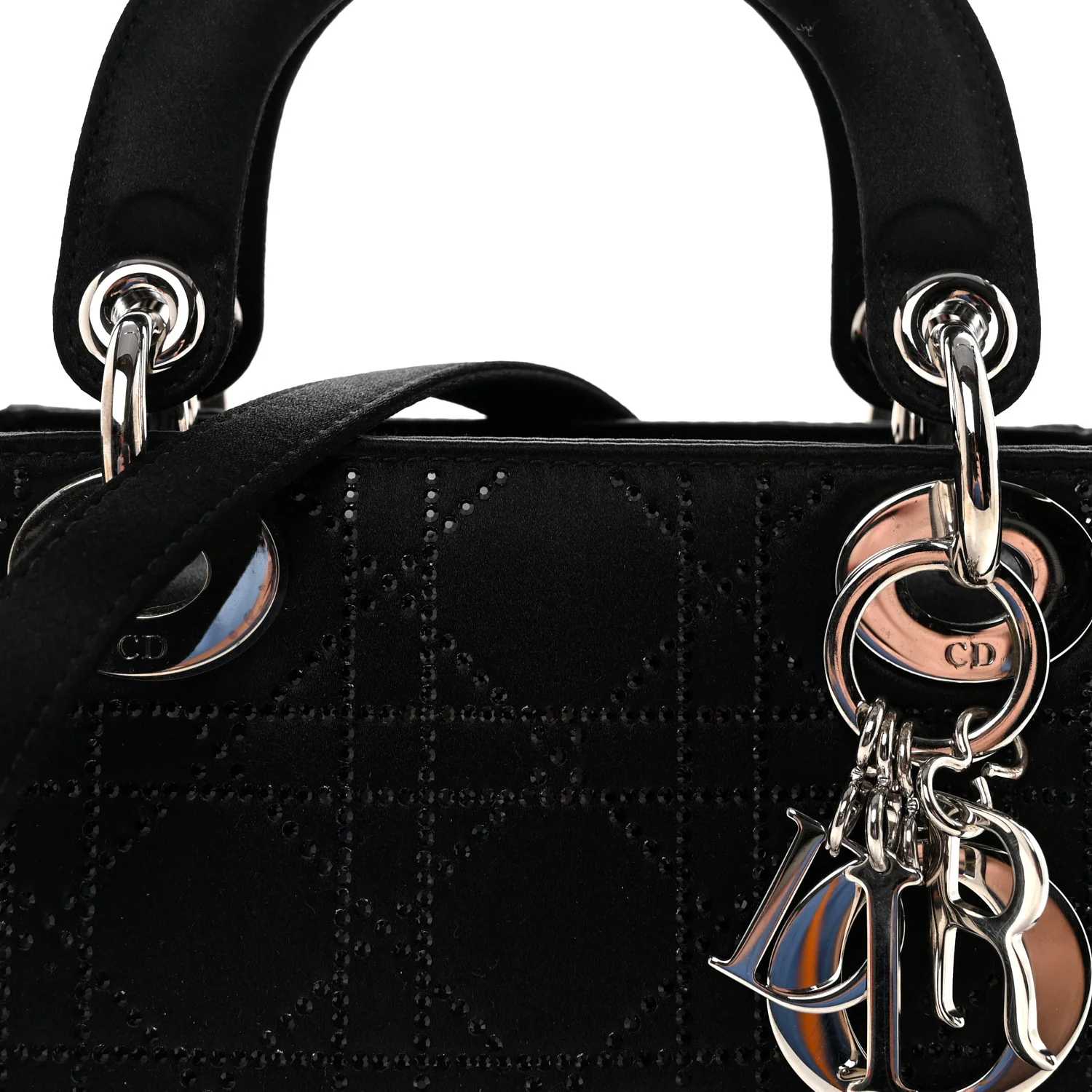 Satin Crystal Cannage Mini Lady Dior Black - Image 7
