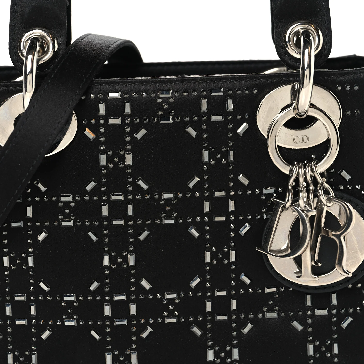 Satin Crystal Cannage Mini Lady Dior Black - Image 7