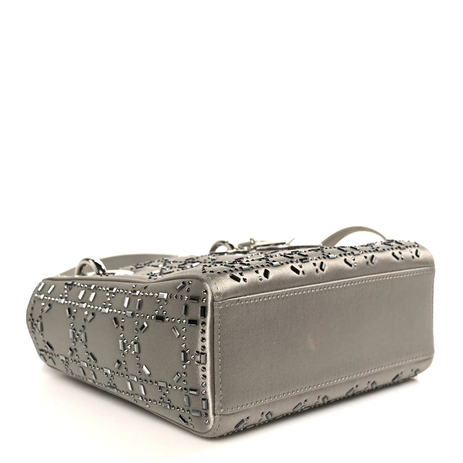 Satin Crystal Cannage Mini Lady Dior Gray - Image 4