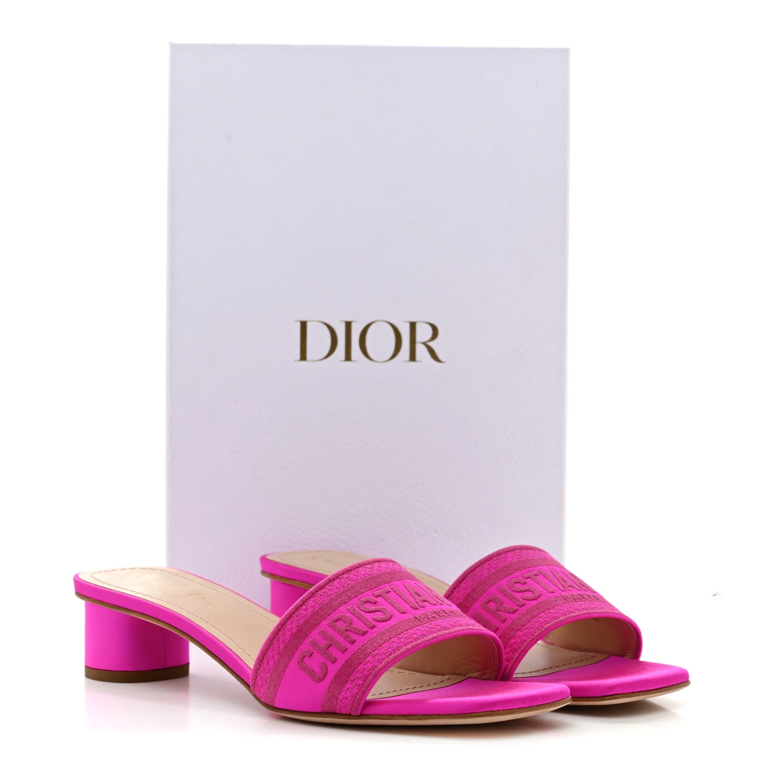 Satin Dioriviera Embroidered Dway 35mm Slide Sandals 40 Rani Pink - Image 10
