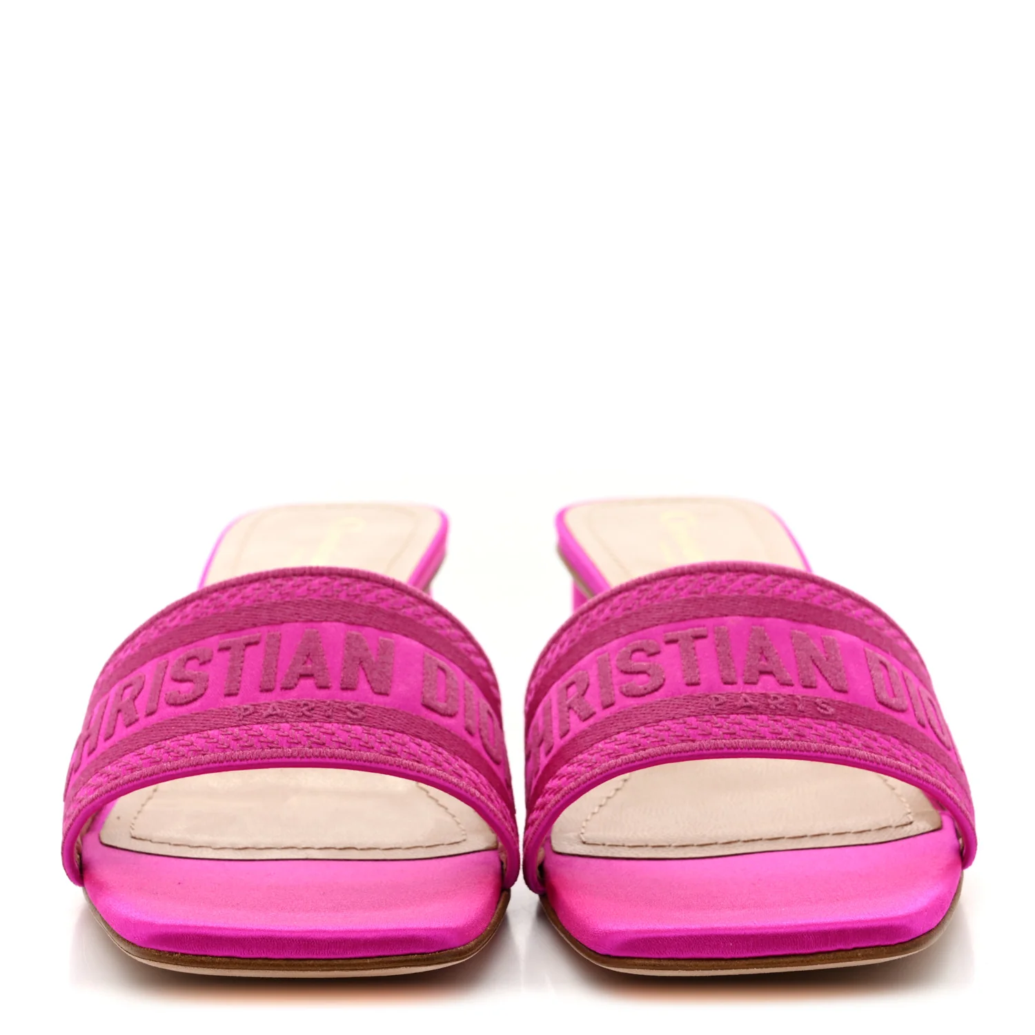 Satin Dioriviera Embroidered Dway 35mm Slide Sandals 40 Rani Pink - Image 3