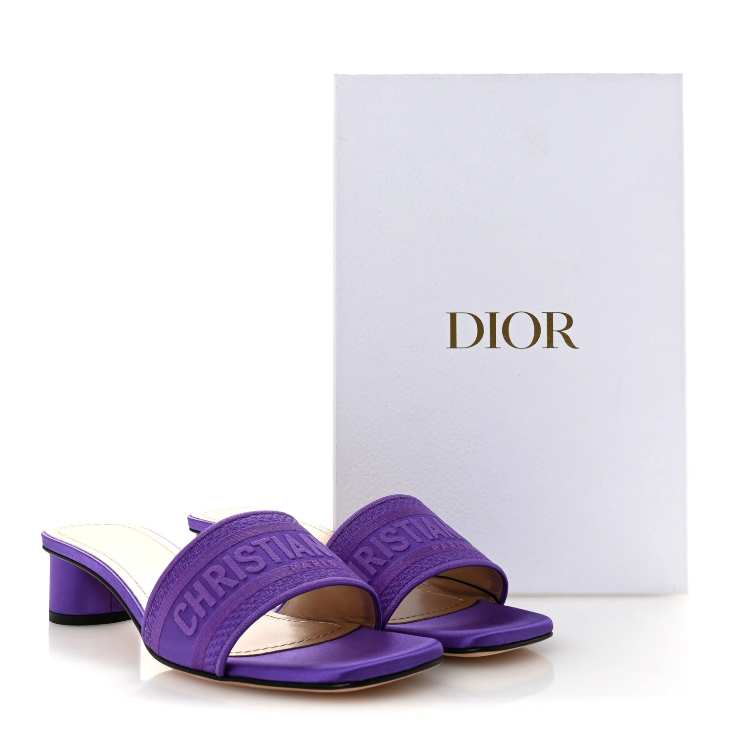 Satin Embroidered Dway 35mm Slide Sandals 39.5 Purple - Image 10