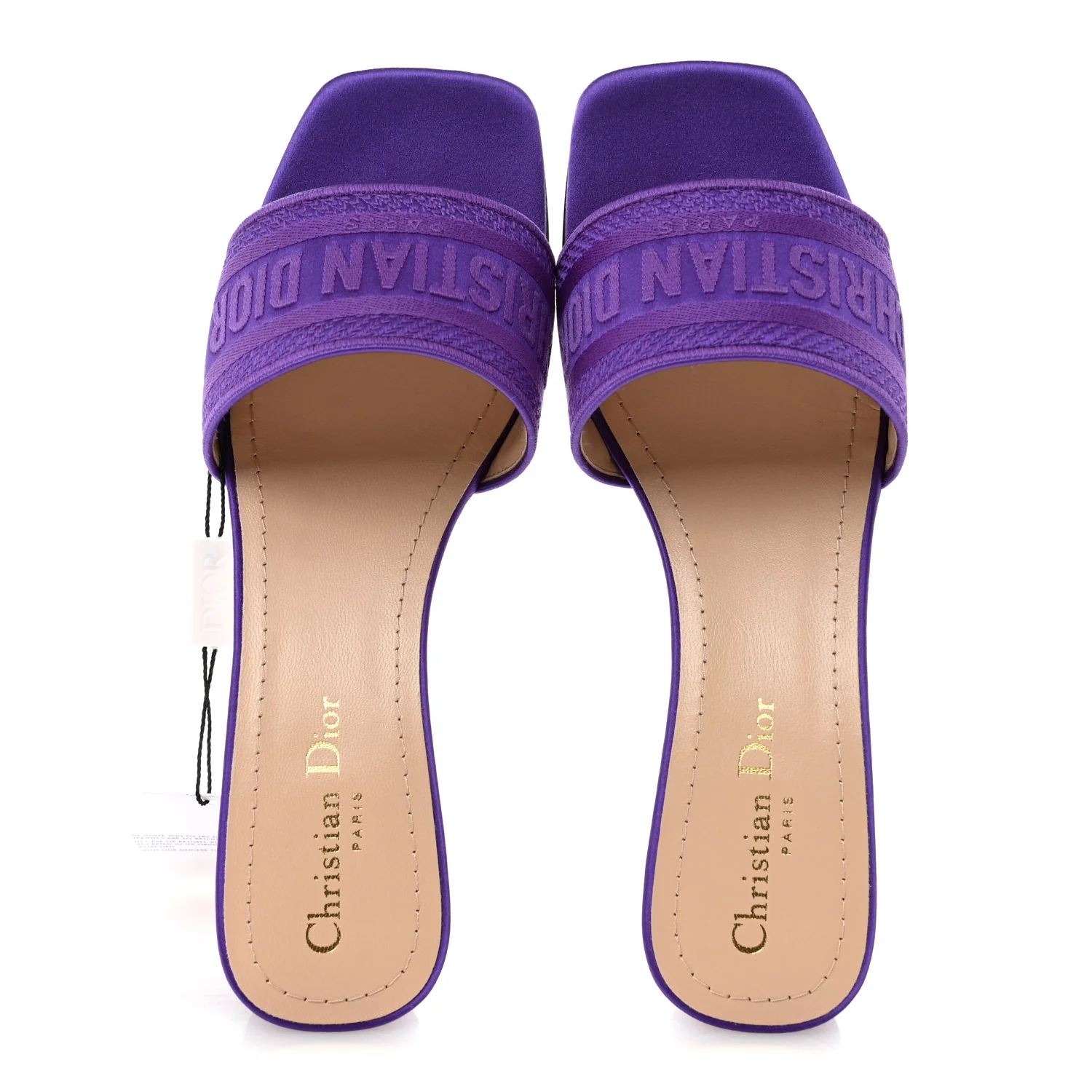 Satin Embroidered Dway 35mm Slide Sandals 39.5 Purple - Image 2