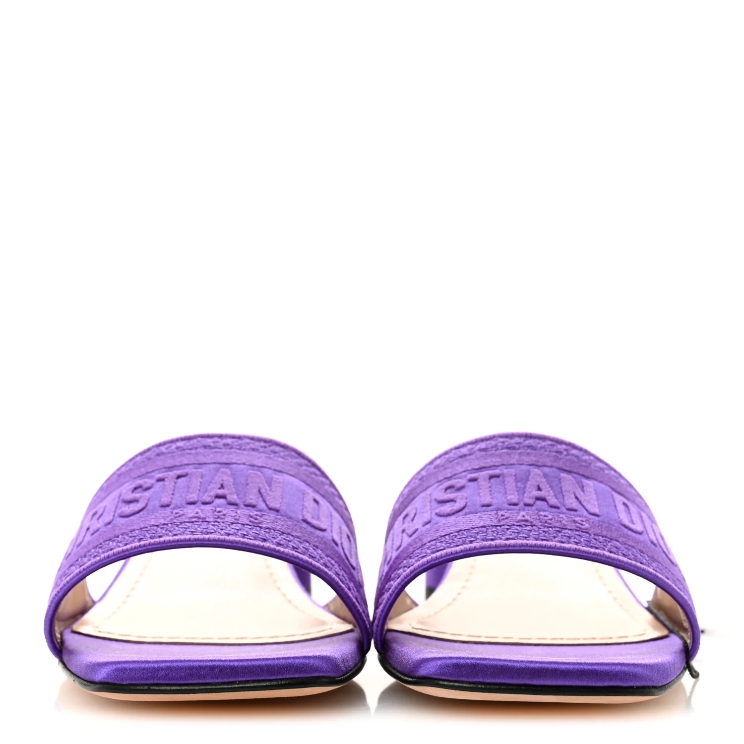 Satin Embroidered Dway 35mm Slide Sandals 39.5 Purple - Image 3