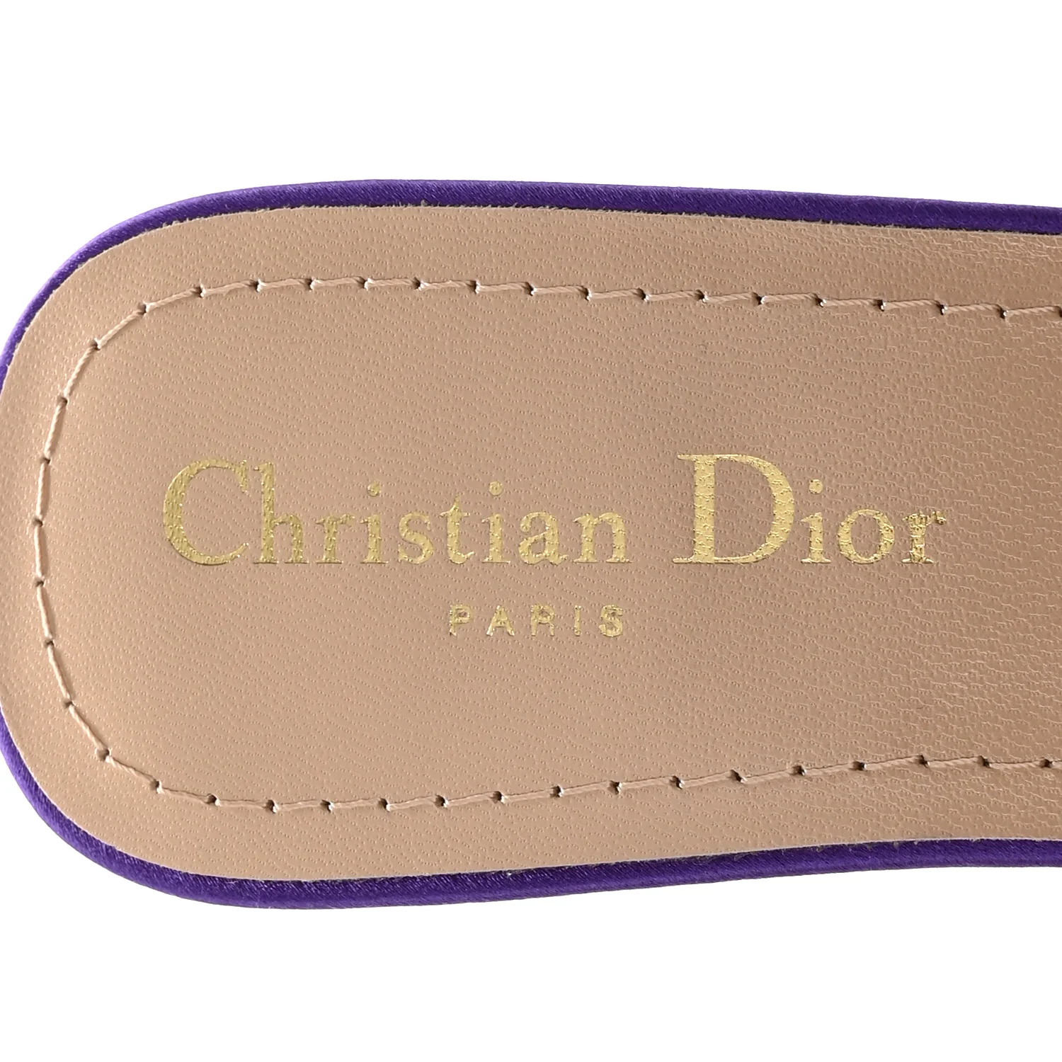 Satin Embroidered Dway 35mm Slide Sandals 39.5 Purple - Image 7
