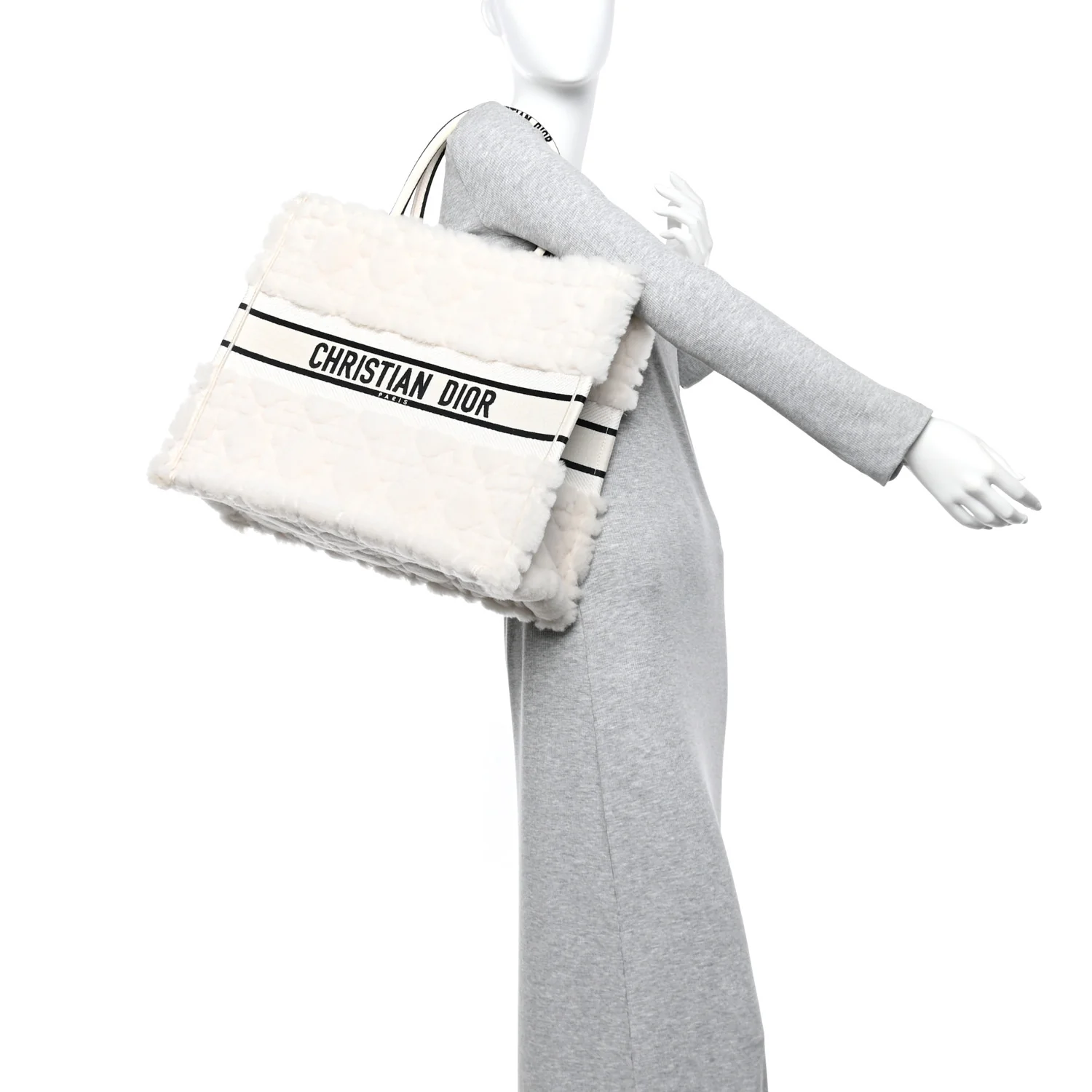 Shearling Cannage Large Book Tote Ecru Blue - Image 2