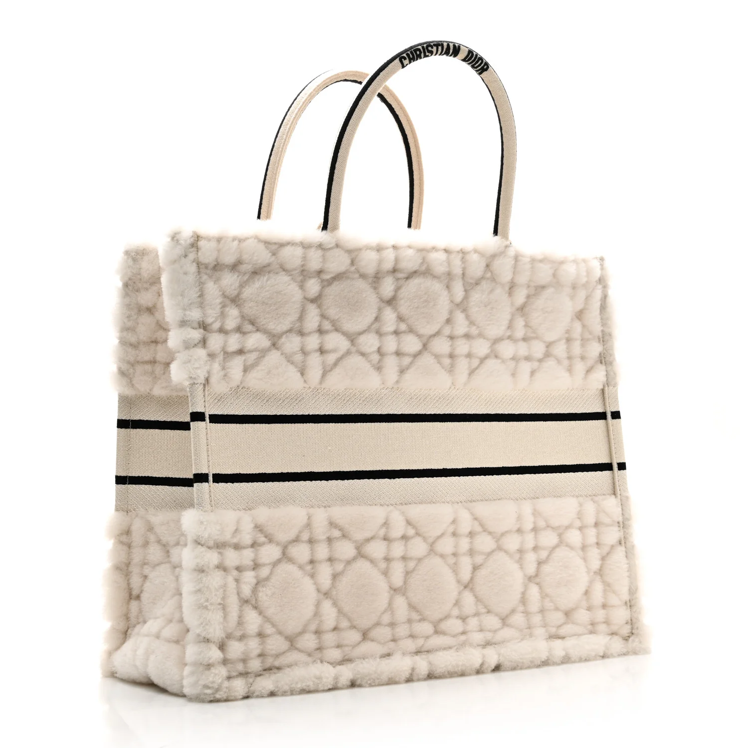 Shearling Cannage Large Book Tote Ecru Blue - Image 3