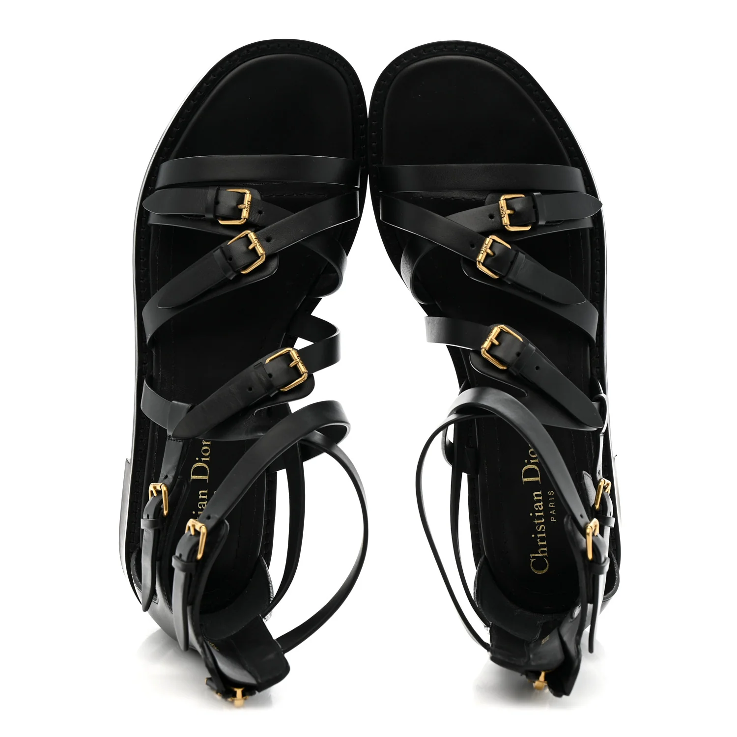 Shiny Calfskin L'Amazone Sandals 41 Black - Image 2