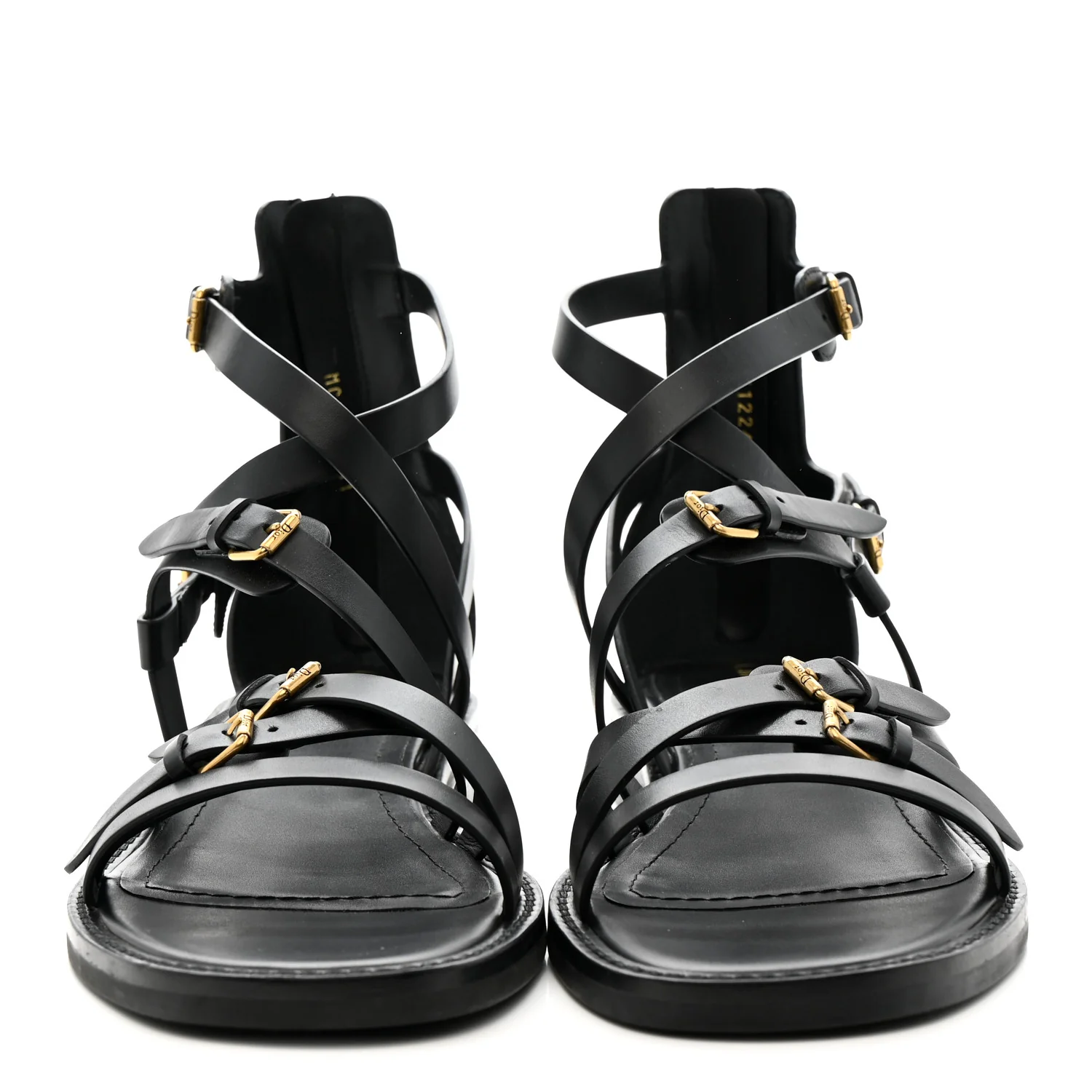 Shiny Calfskin L'Amazone Sandals 41 Black - Image 3