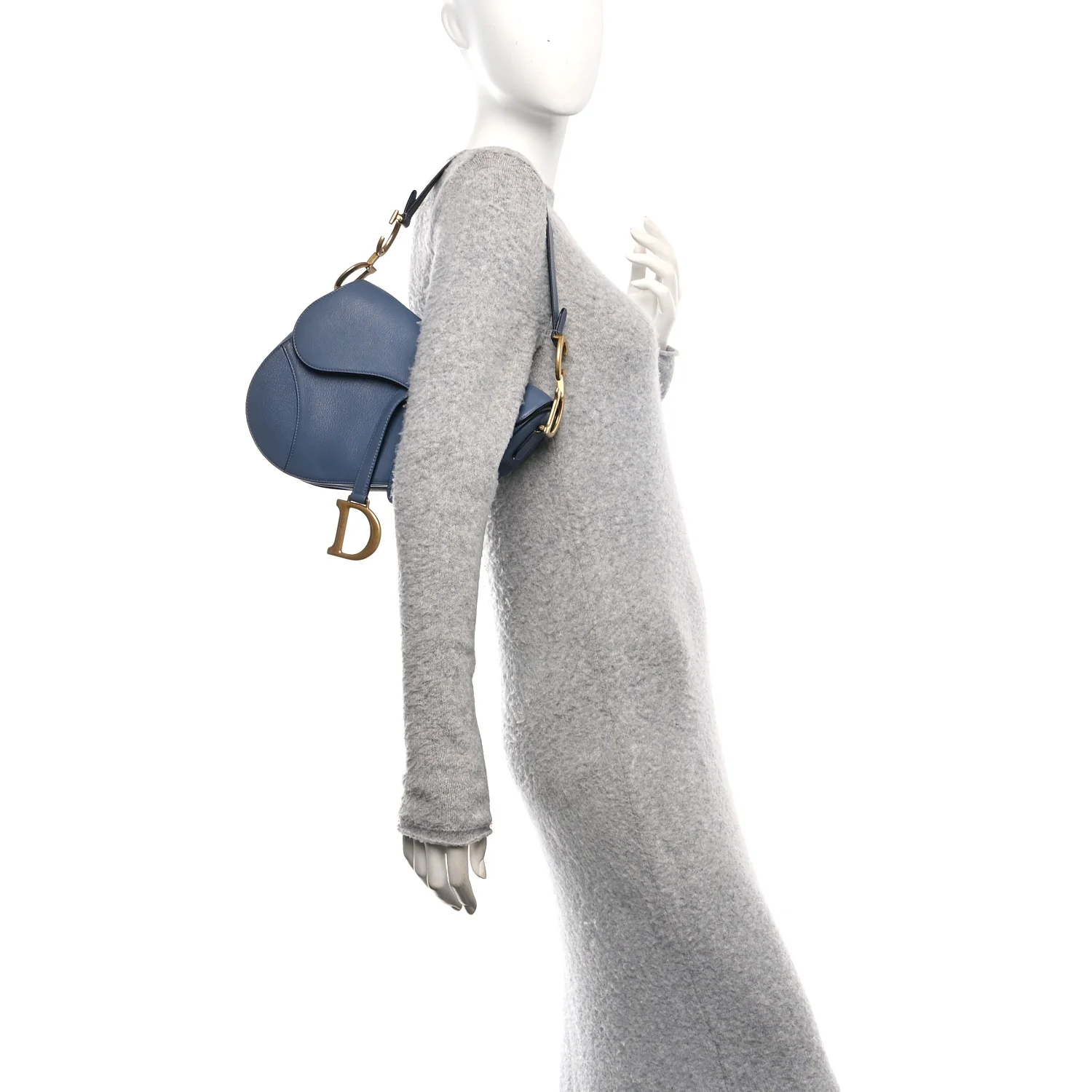 Shiny Goatskin Saddle Bag Cloud Blue - Image 2