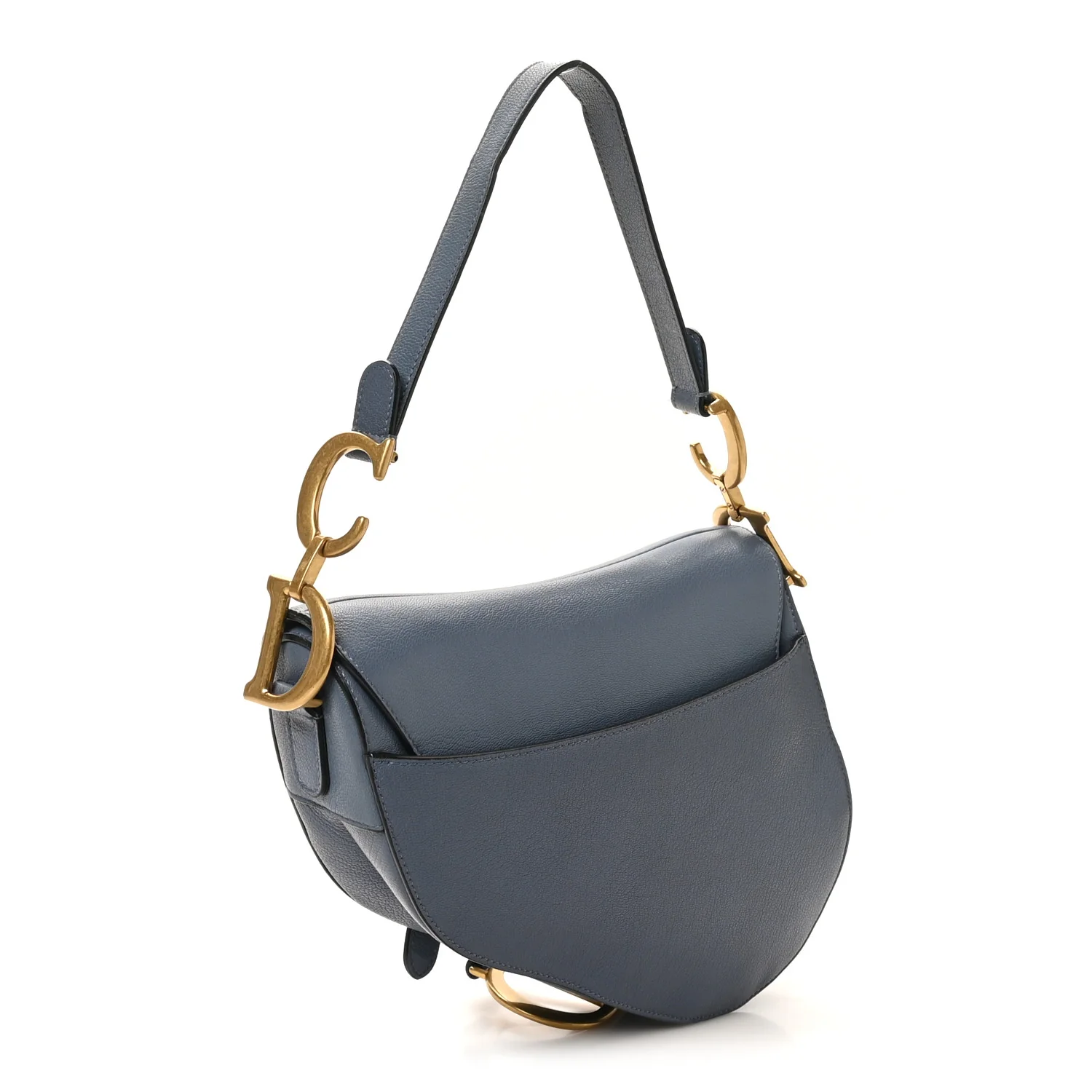 Shiny Goatskin Saddle Bag Cloud Blue - Image 3