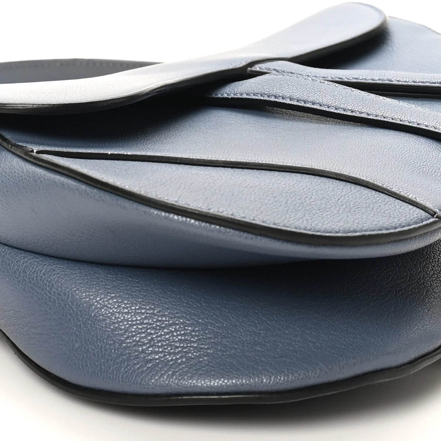 Shiny Goatskin Saddle Bag Cloud Blue - Image 9
