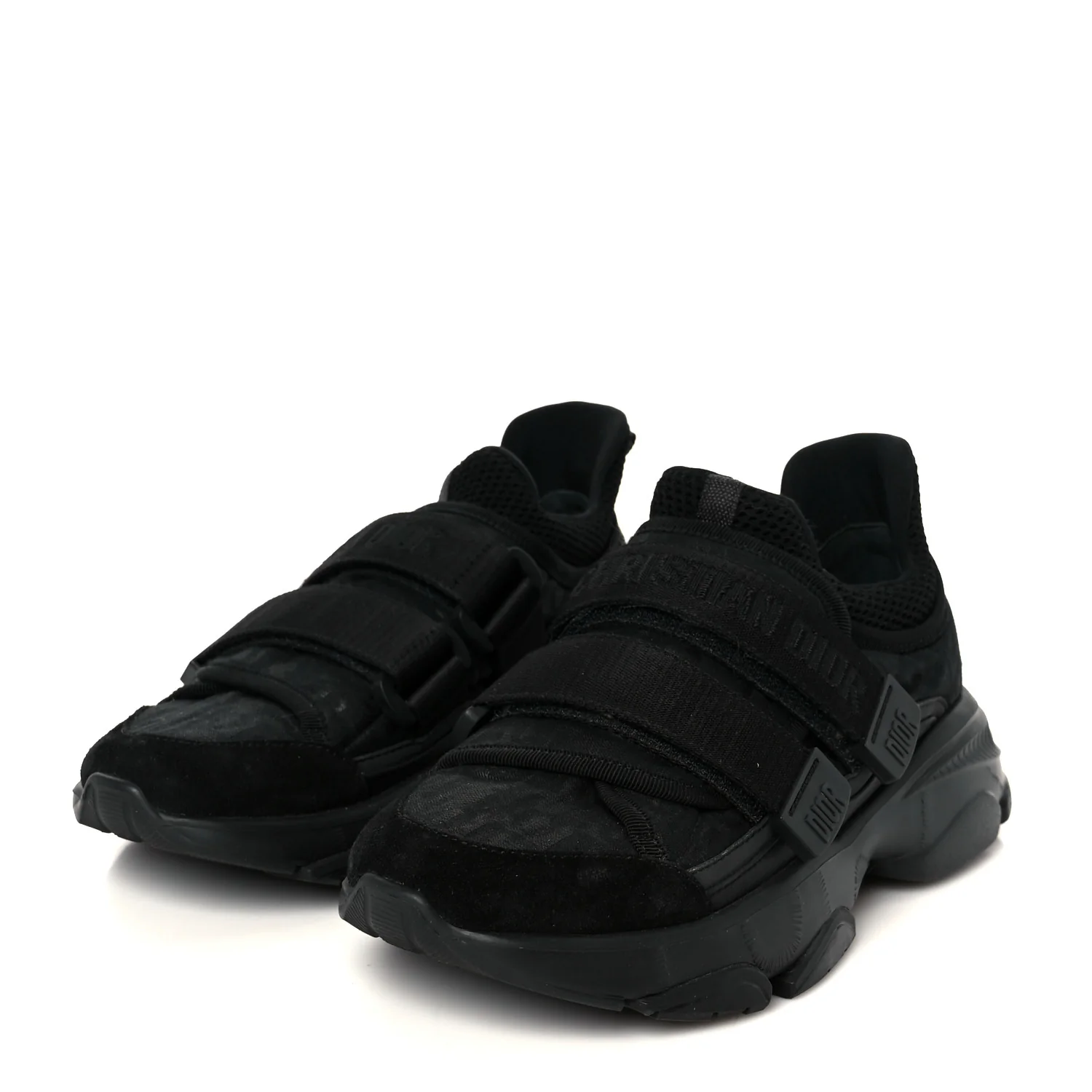 Shiny Oblique Technical Fabric Nylon Womens D-Wander Sneakers 35.5 Black - Image 4