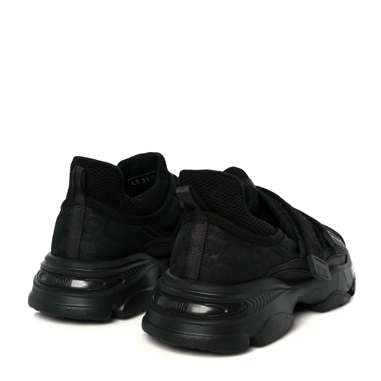 Shiny Oblique Technical Fabric Nylon Womens D-Wander Sneakers 35.5 Black - Image 5
