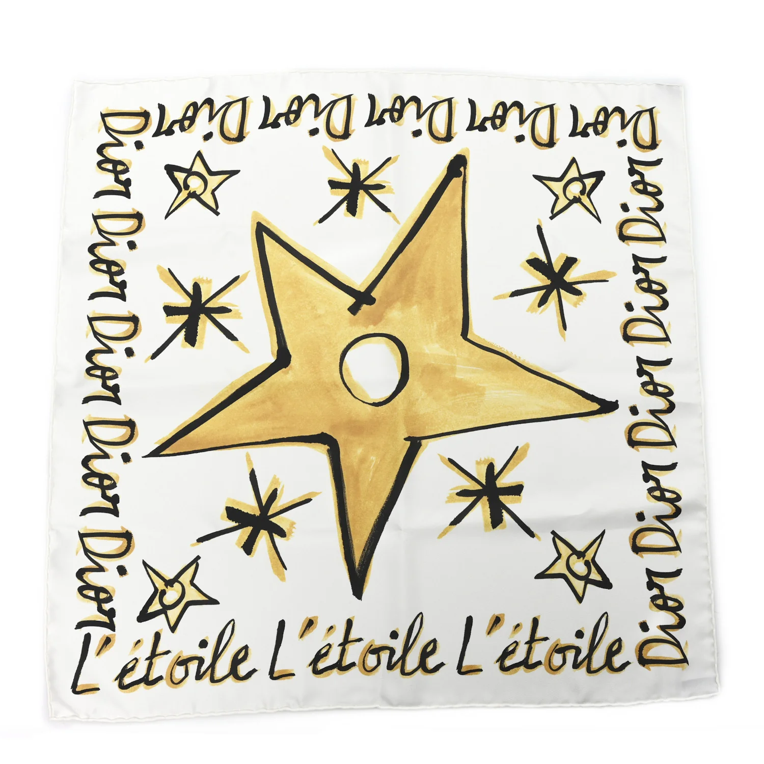 Silk L'Etoile Star Square Scarf White Multicolor