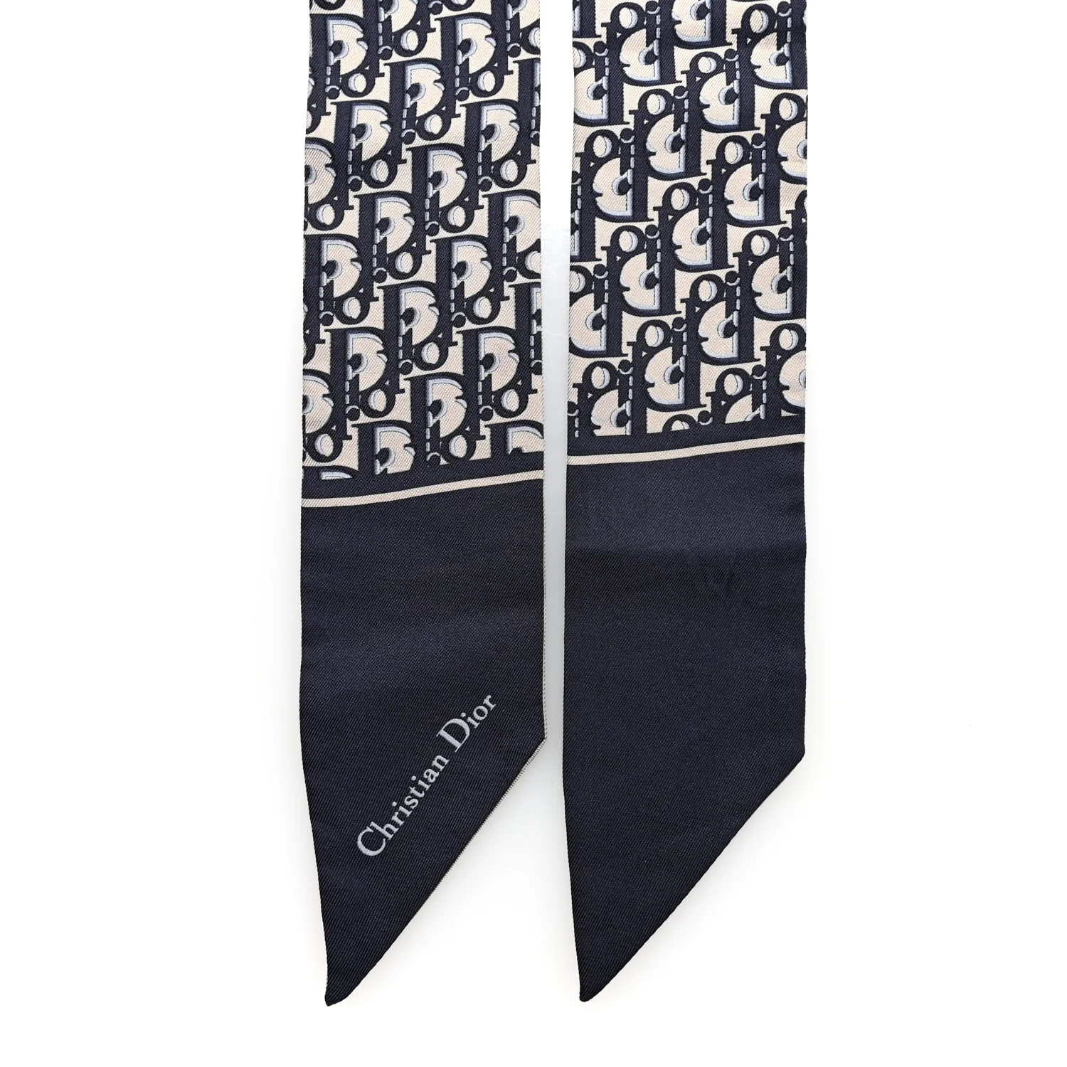 Silk Oblique Mitzah Scarf Bleu Marine - Image 2