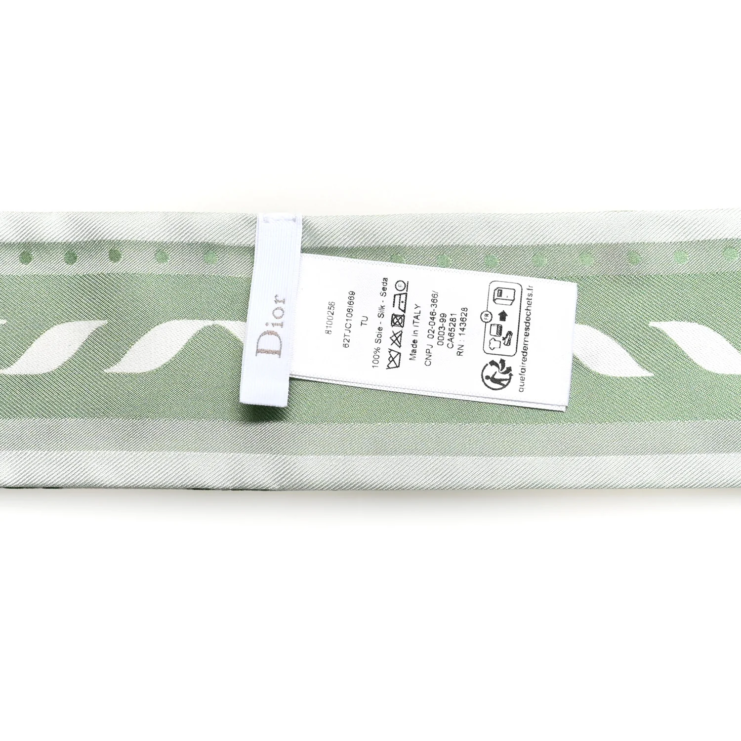 Silk Toile de Jouy Clover Mitzah Scarf Green White - Image 4