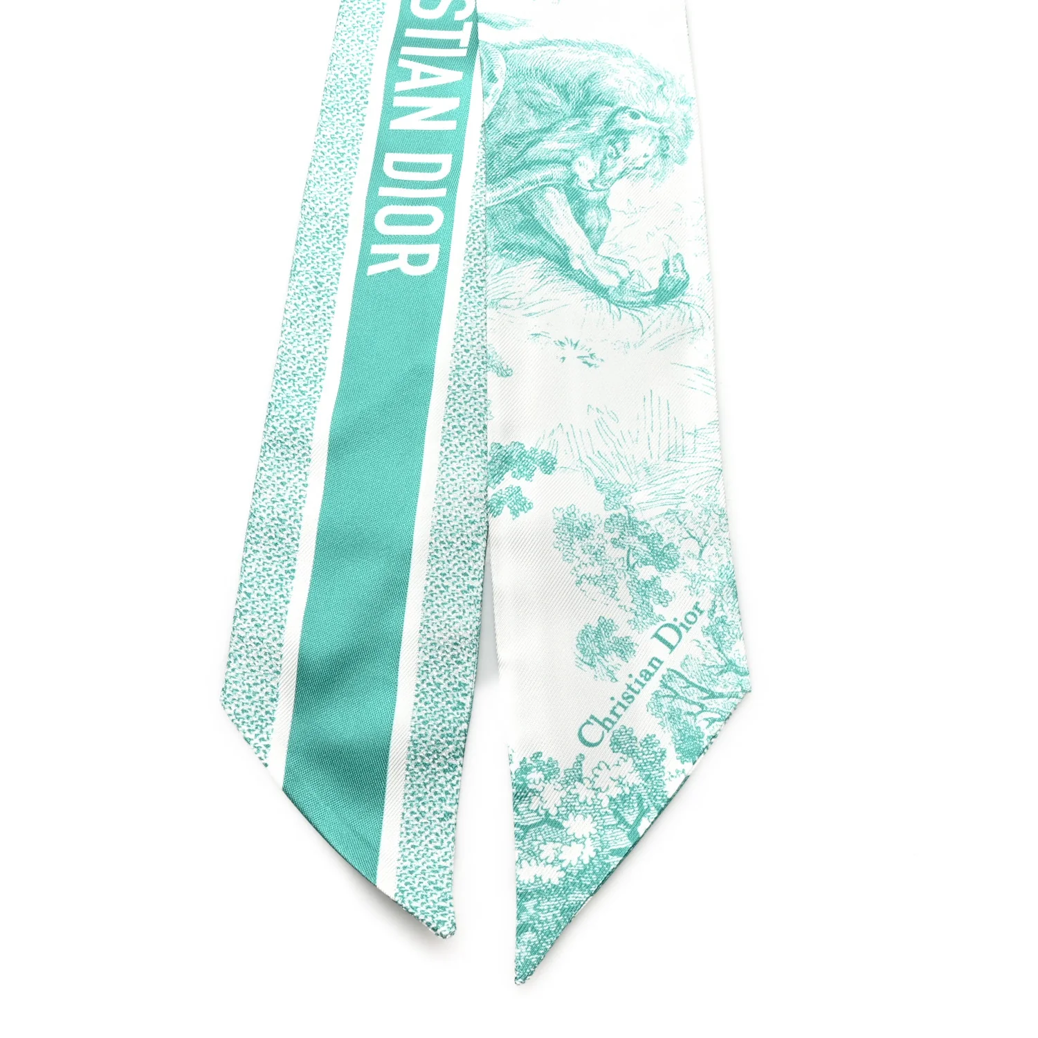 Silk Toile De Jouy Mitzah Scarf Green - Image 2