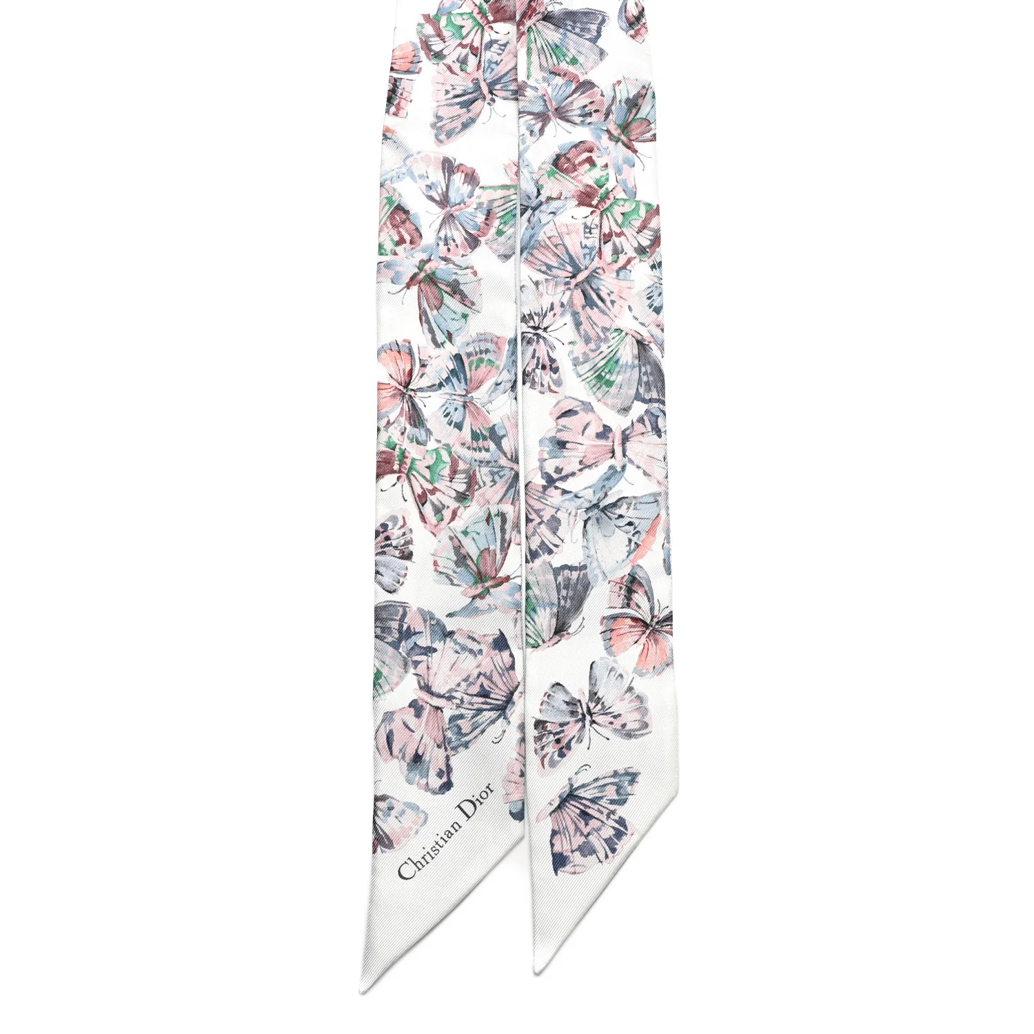 Silk Toile De Jouy Papillon Mitzah Scarf White Blue - Image 2