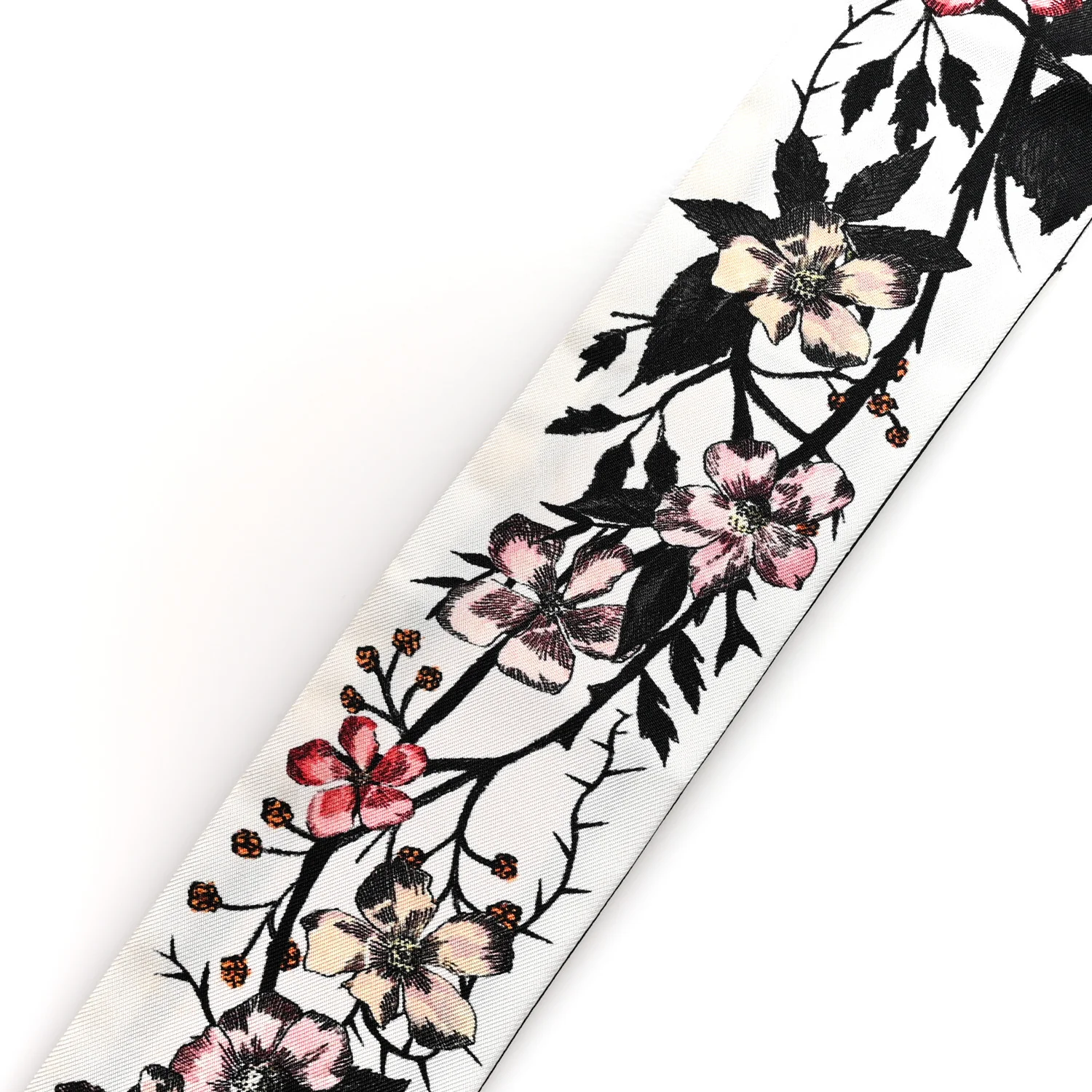 Silk Twill D-Floral Mitzah Scarf White Pink Multicolor - Image 4