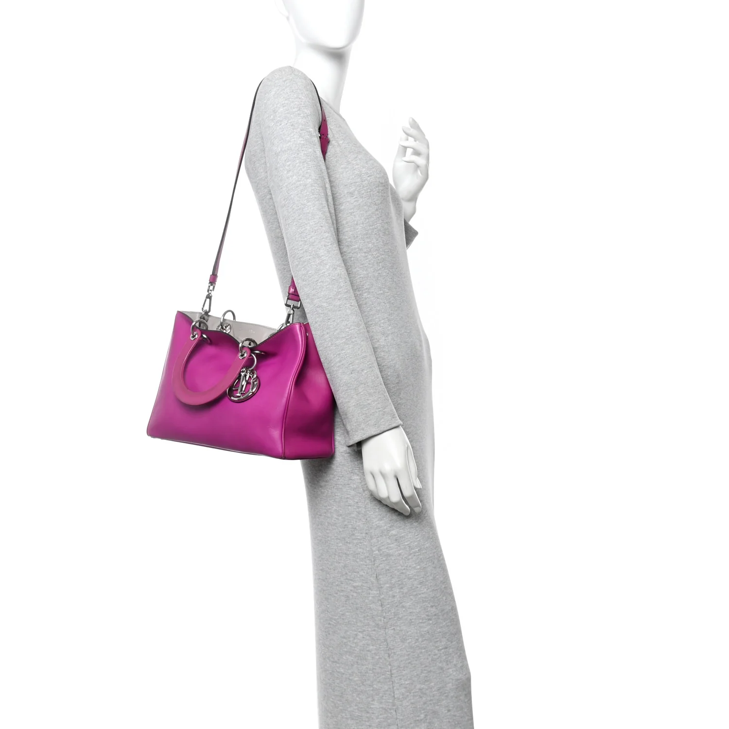Smooth Calfskin Medium Diorissimo Tote Fuchsia - Image 2