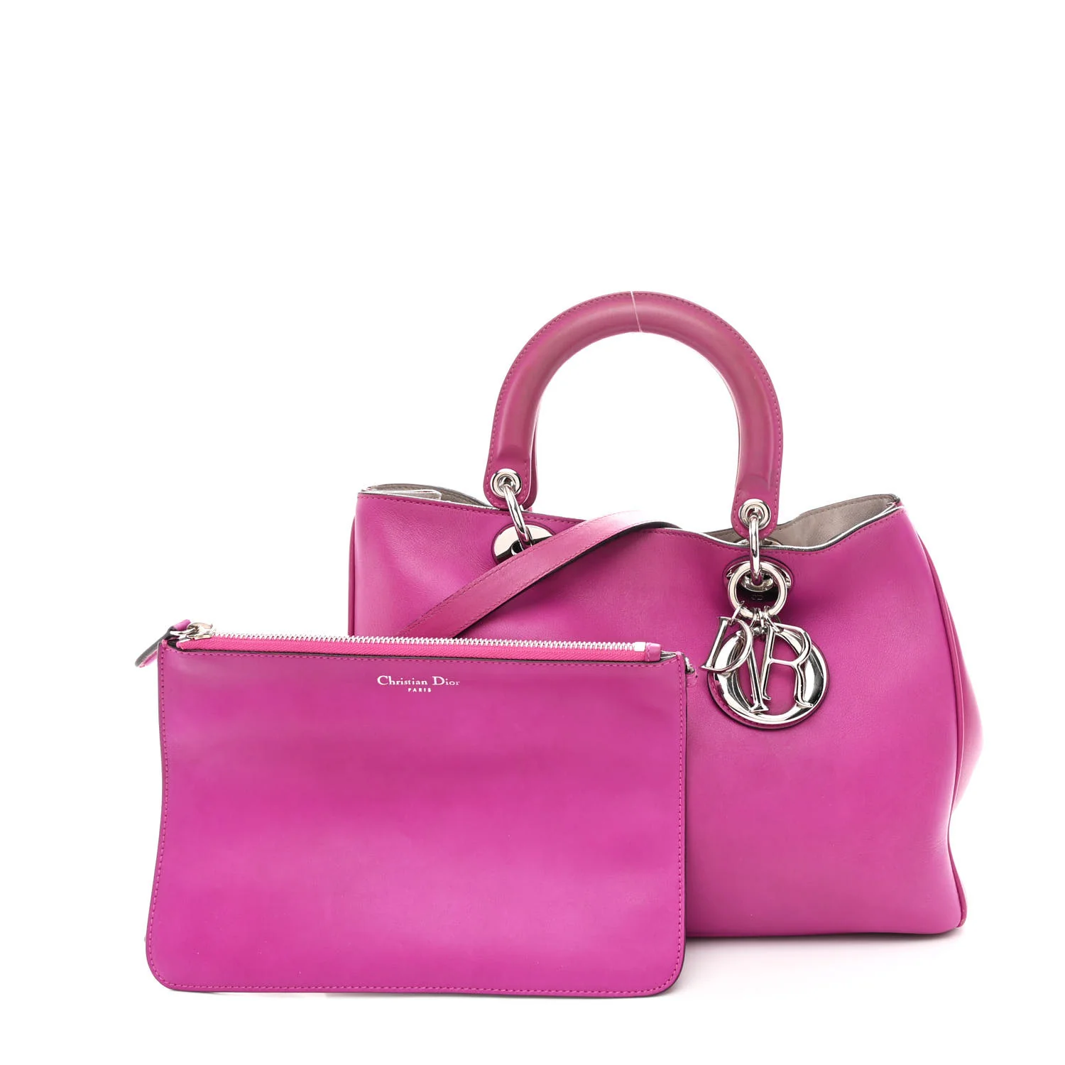 Smooth Calfskin Medium Diorissimo Tote Fuchsia - Image 3