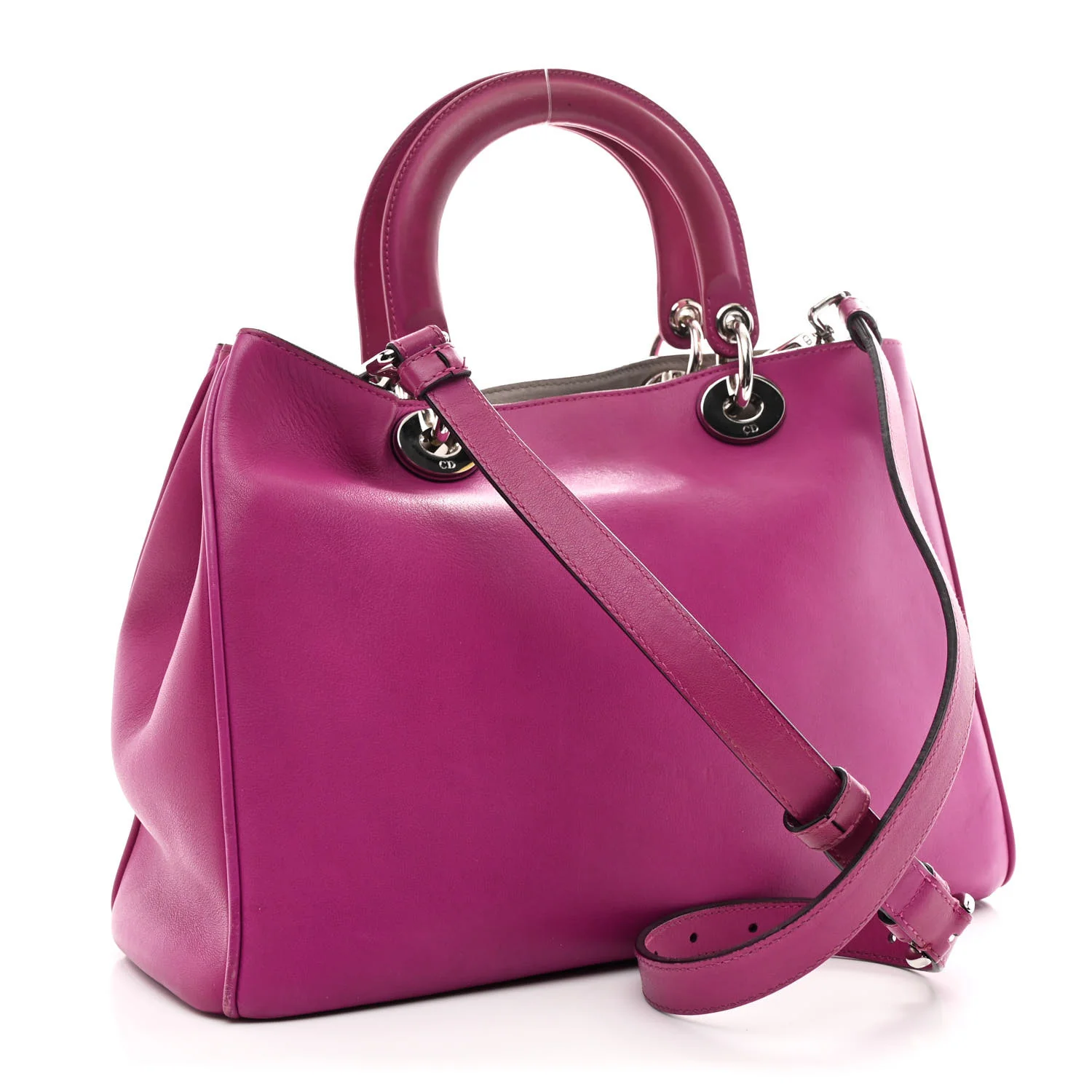 Smooth Calfskin Medium Diorissimo Tote Fuchsia - Image 4