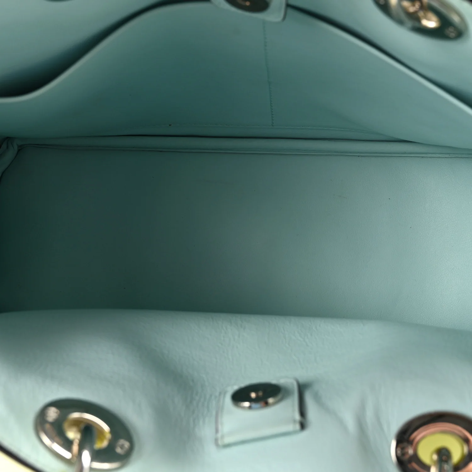 Smooth Calfskin Medium Diorissimo Tote Neon Yellow Light Blue - Image 6