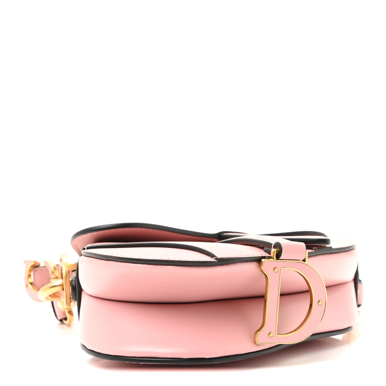 Smooth Calfskin Mini Saddle Bag With Strap Antique Pink - Image 6