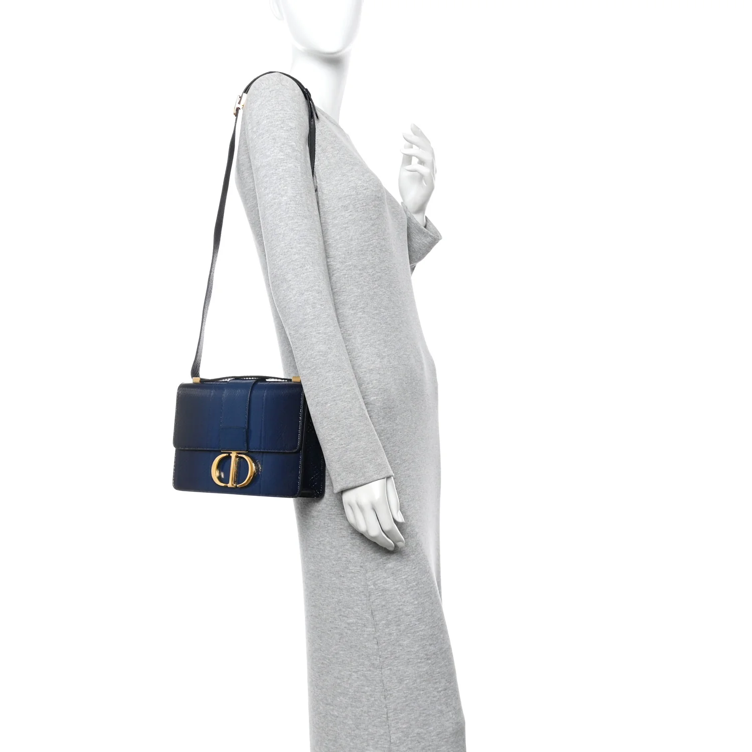 Snakeskin 30 Montaigne Flap Bag Blue - Image 2