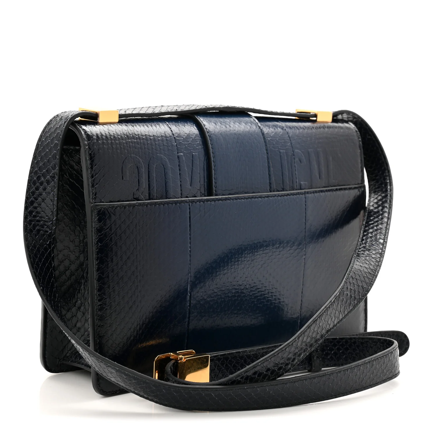 Snakeskin 30 Montaigne Flap Bag Blue - Image 3