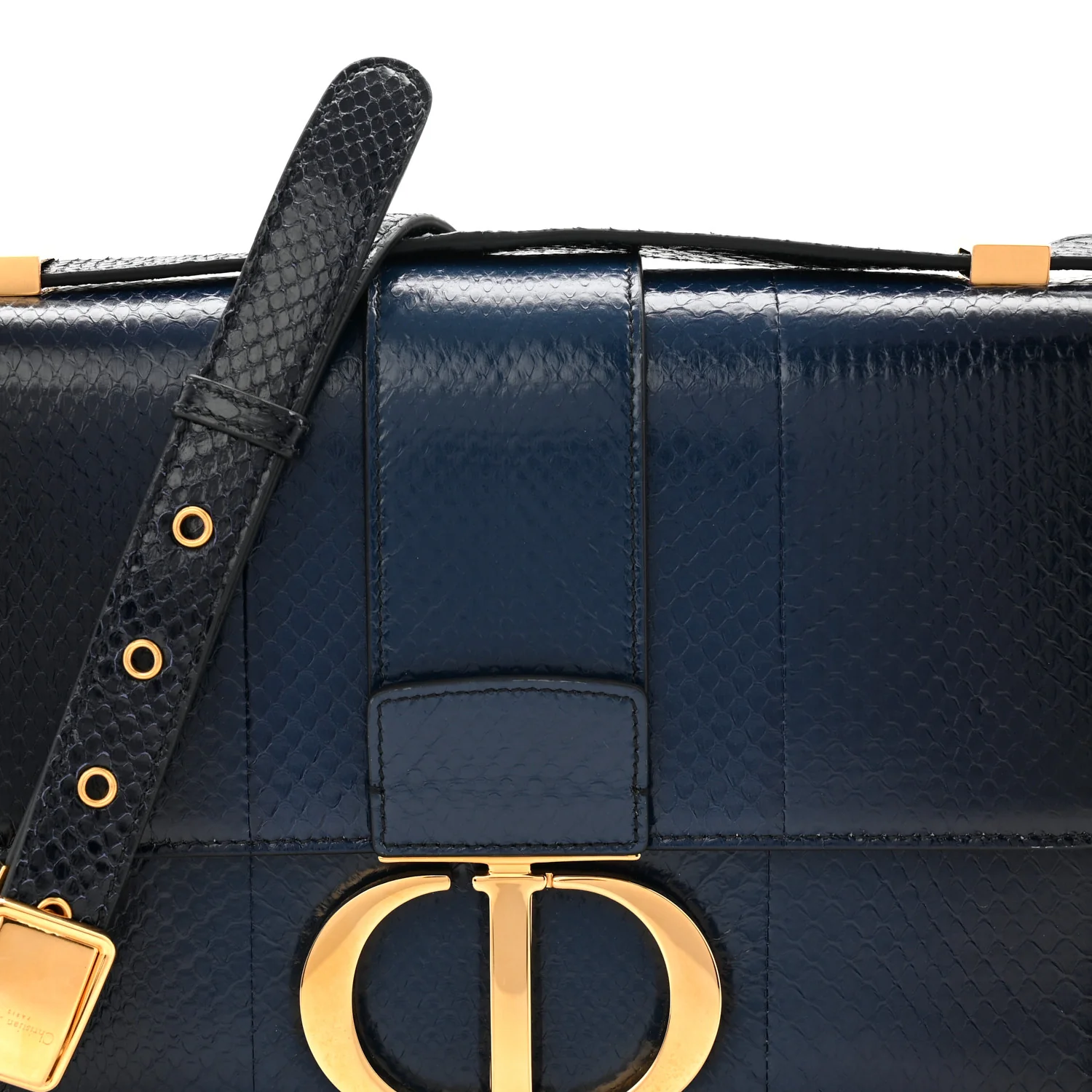 Snakeskin 30 Montaigne Flap Bag Blue - Image 7