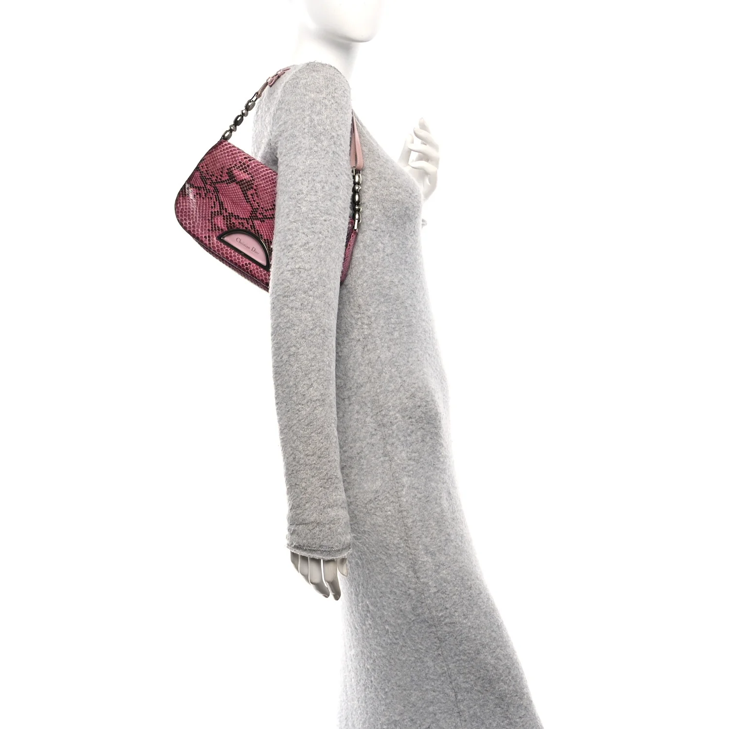 Snakeskin Malice Shoulder Bag Pink - Image 2