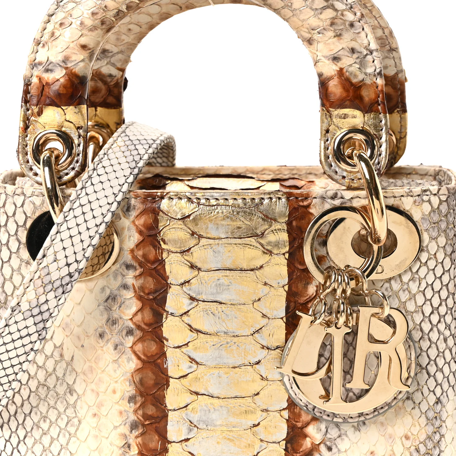 Snakeskin Mini Lady Dior Beige Gold - Image 7