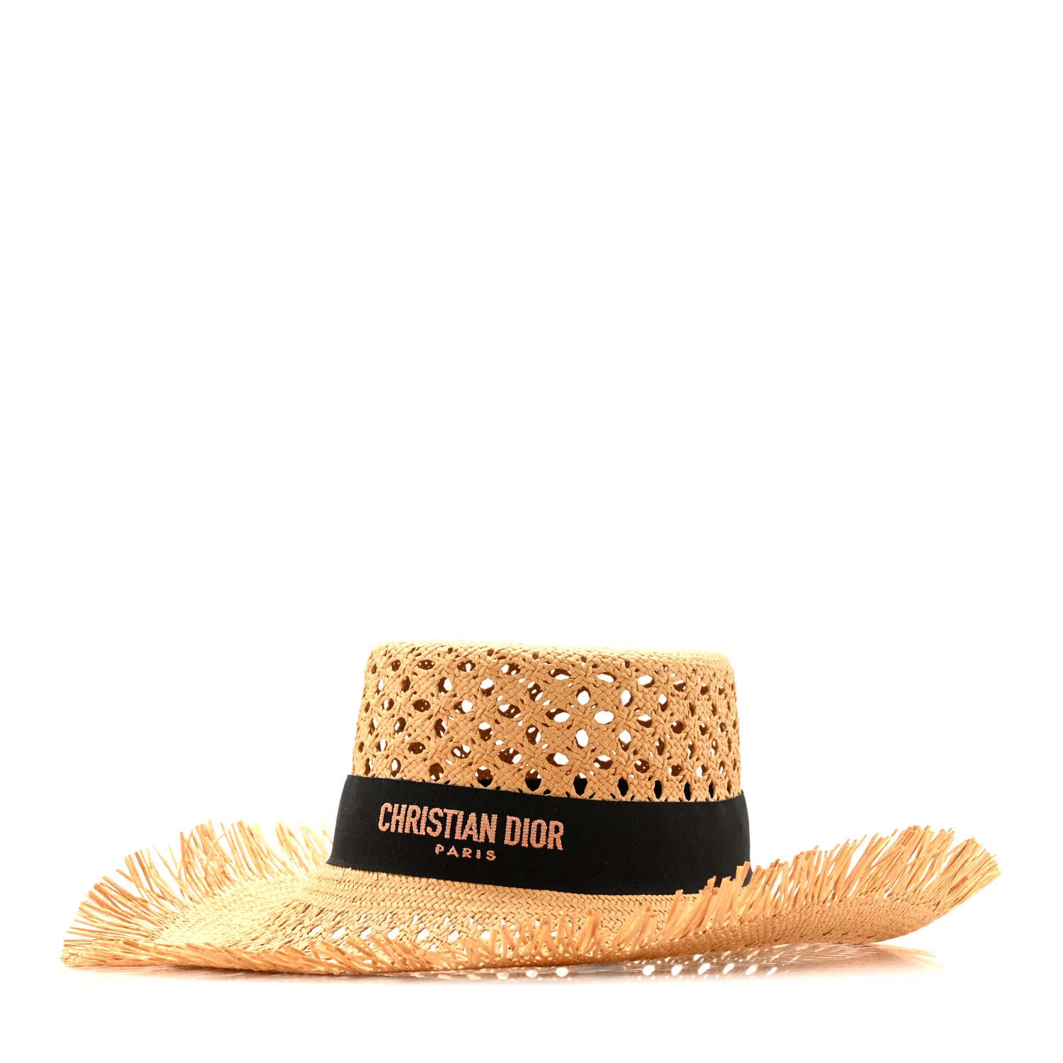Straw Embroidered Bob Naughtily Large Brim Hat 57 Natural Black