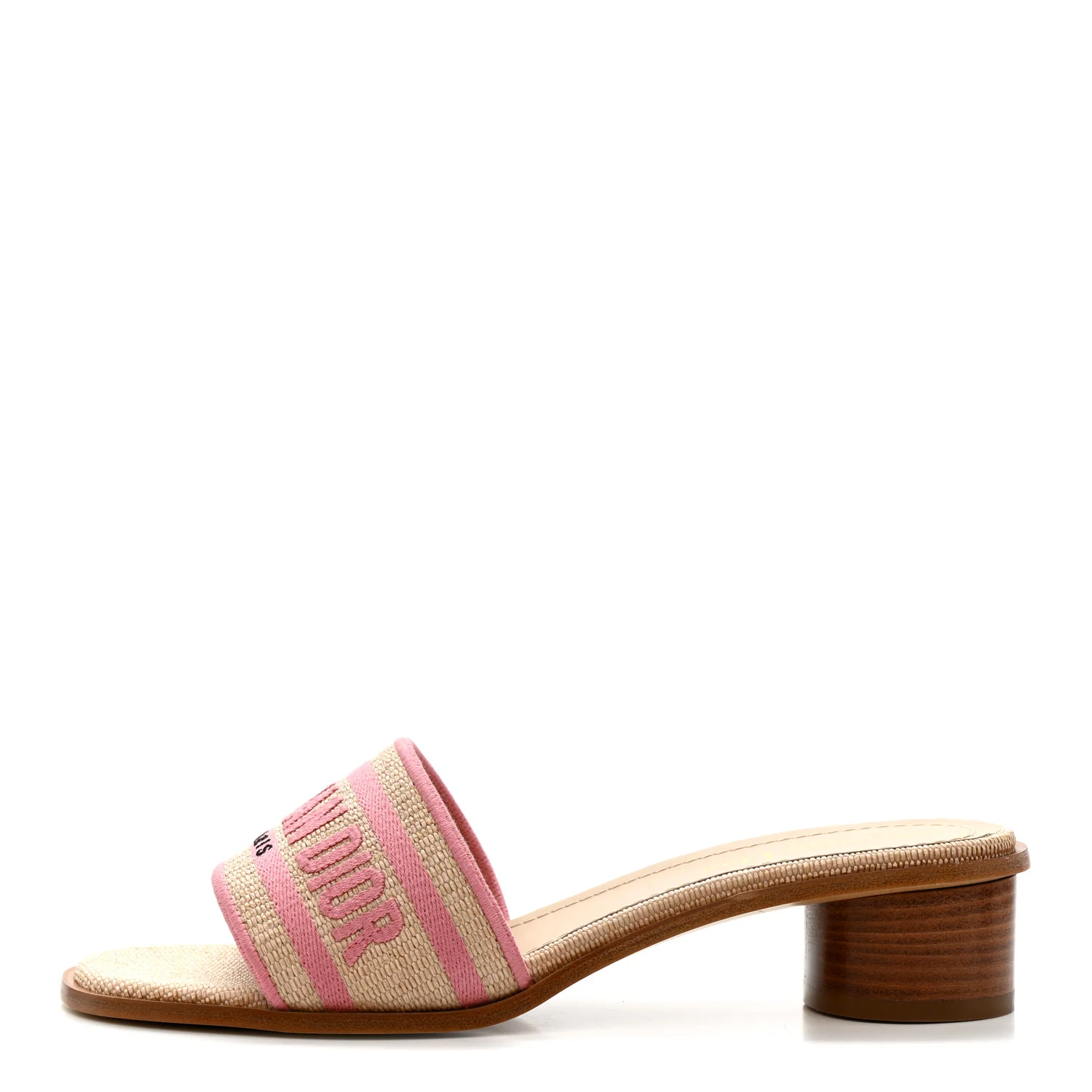 Straw Embroidered Dway 40mm Slide Sandals 37 Rose Begonia