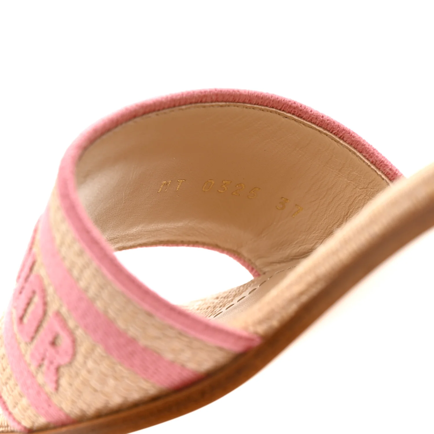 Straw Embroidered Dway 40mm Slide Sandals 37 Rose Begonia - Image 8