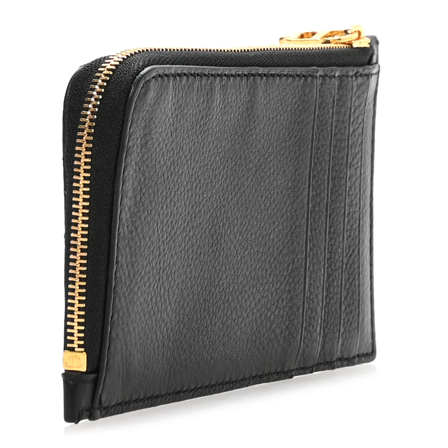 Supple Calfskin Cannage Caro Cosmos Zipped Card Holder Black - Image 3