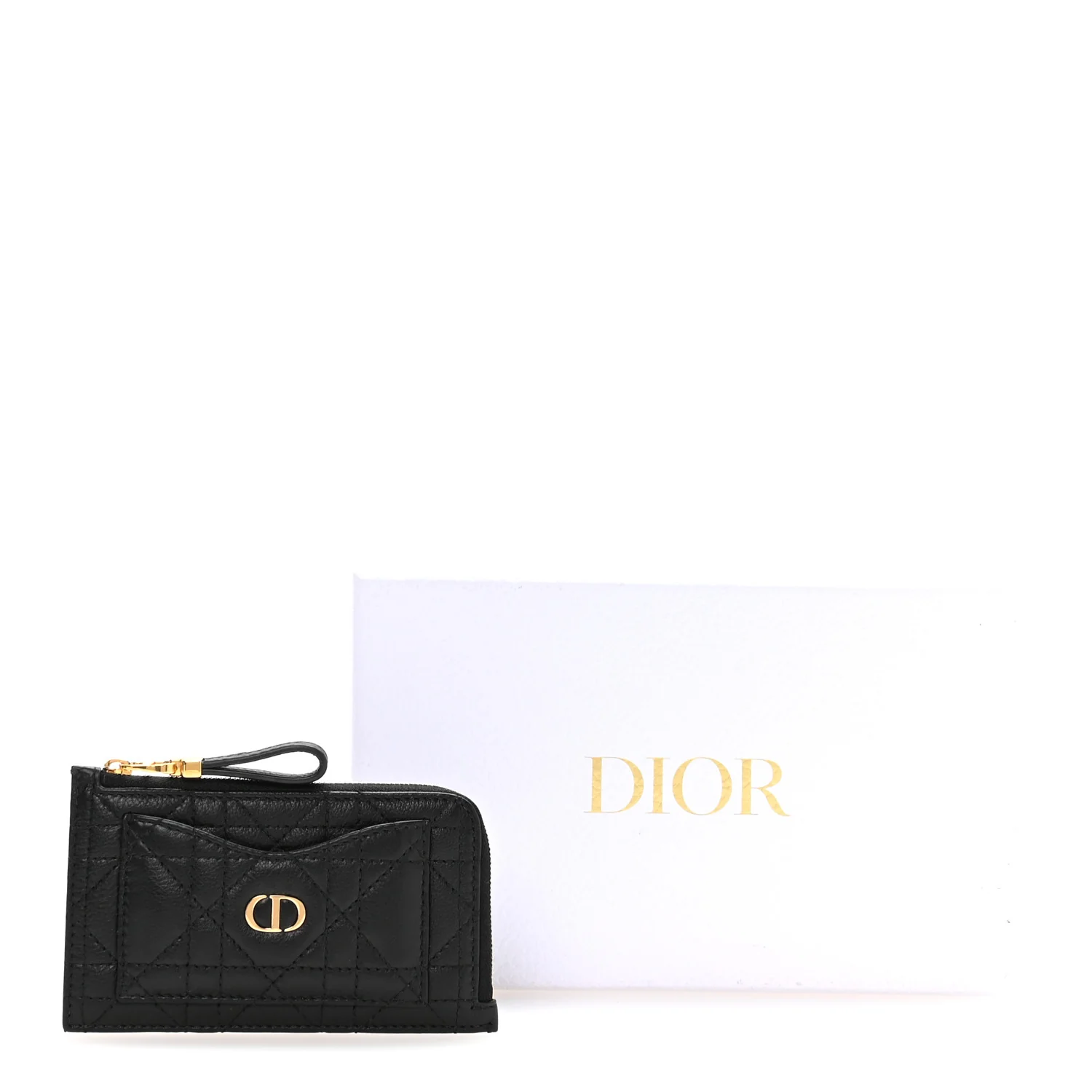 Supple Calfskin Cannage Caro Cosmos Zipped Card Holder Black - Image 8