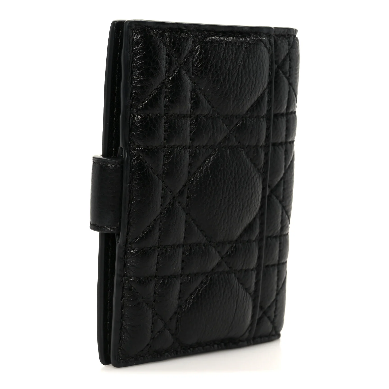 Supple Calfskin Cannage Caro Dandelion Card Holder Black - Image 3