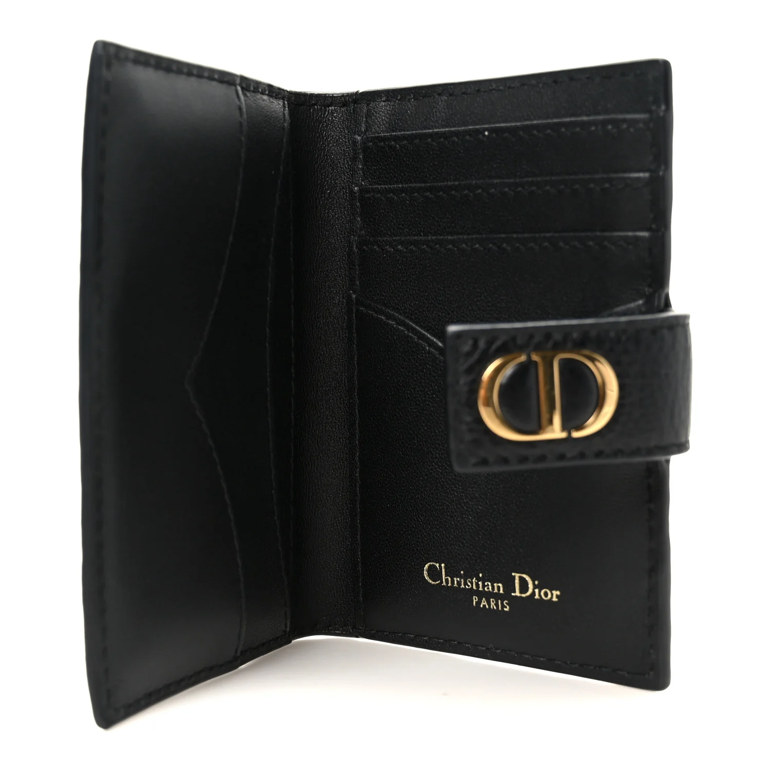 Supple Calfskin Cannage Caro Dandelion Card Holder Black - Image 5