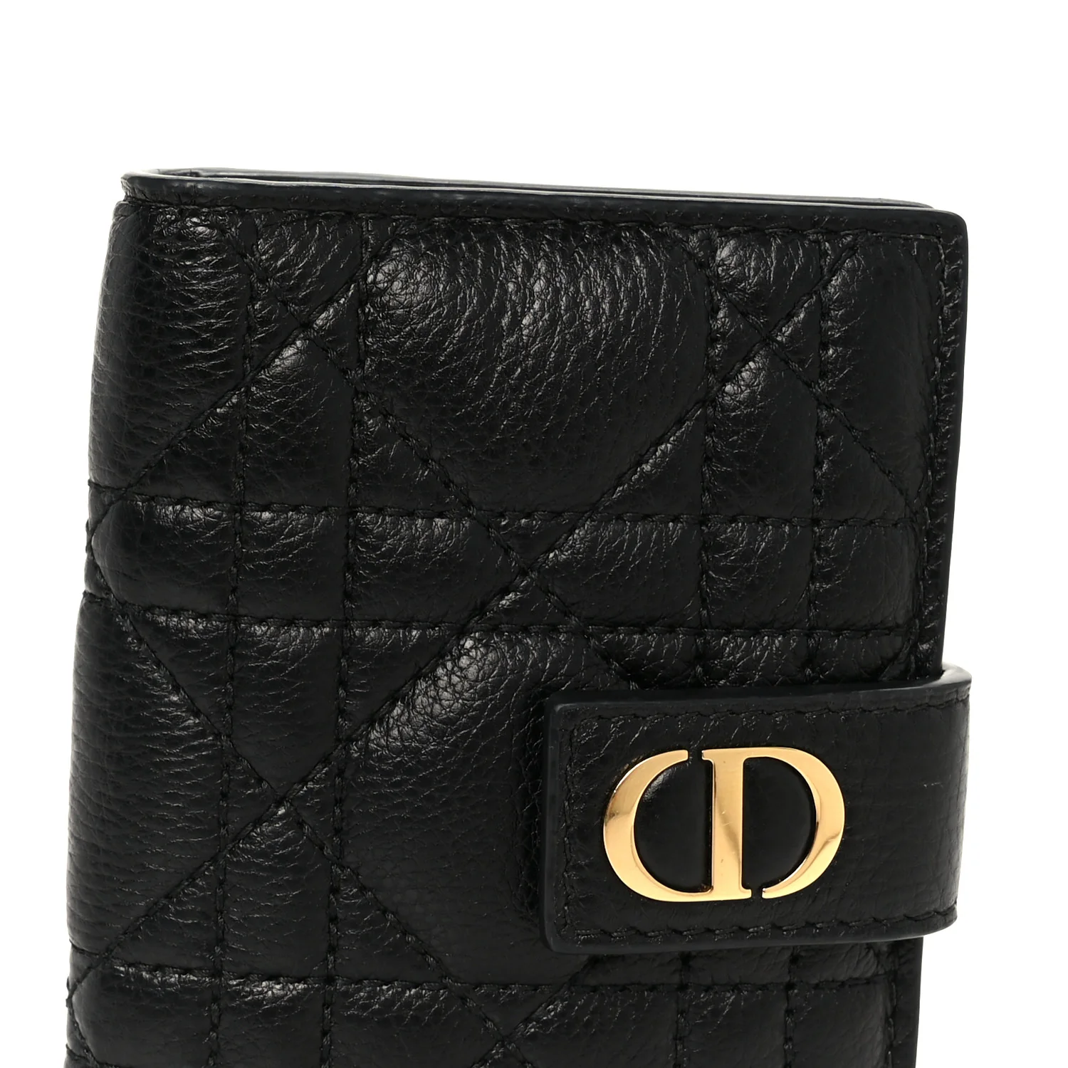 Supple Calfskin Cannage Caro Dandelion Card Holder Black - Image 8