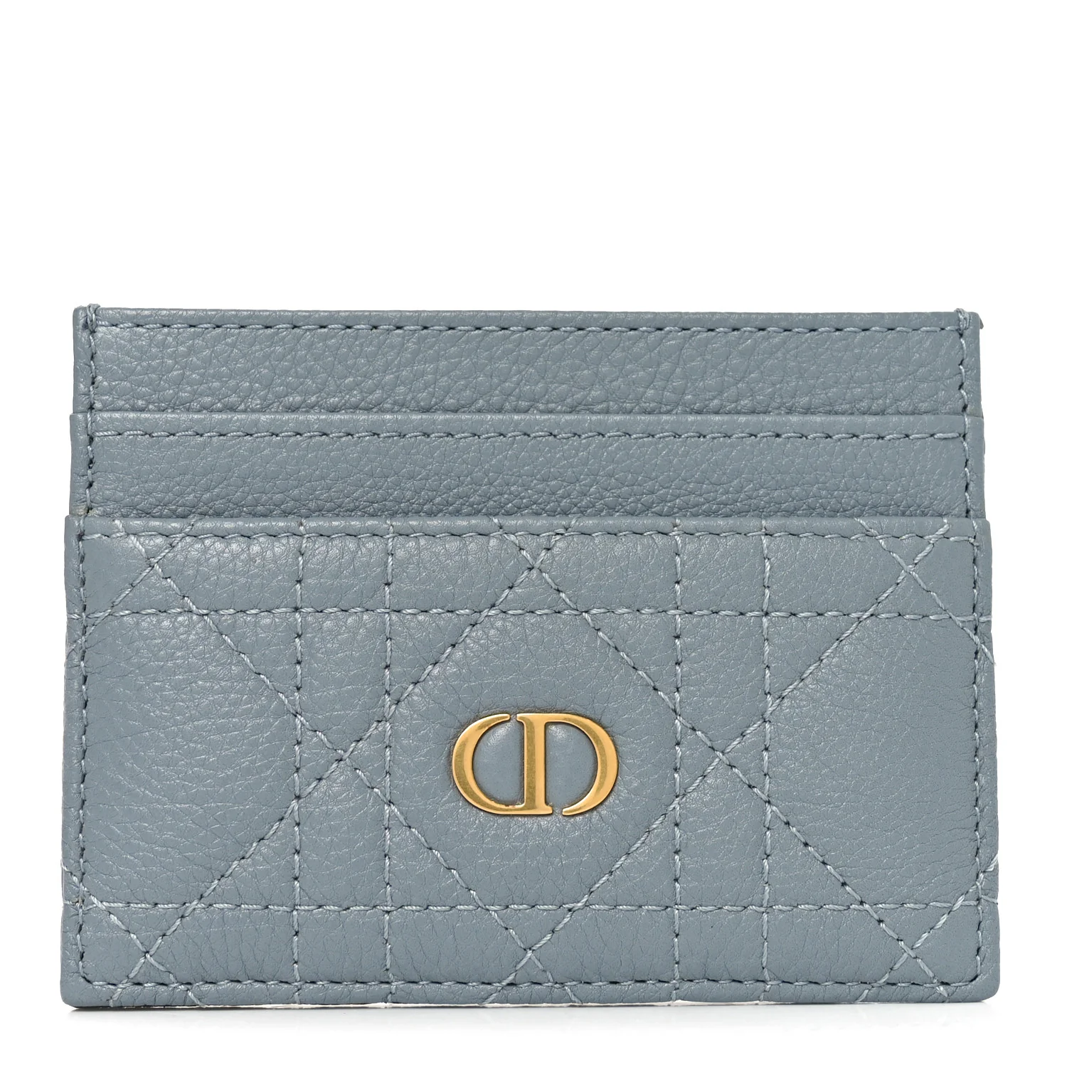 Supple Calfskin Cannage Caro Five-Slot Card Holder Cloud Blue