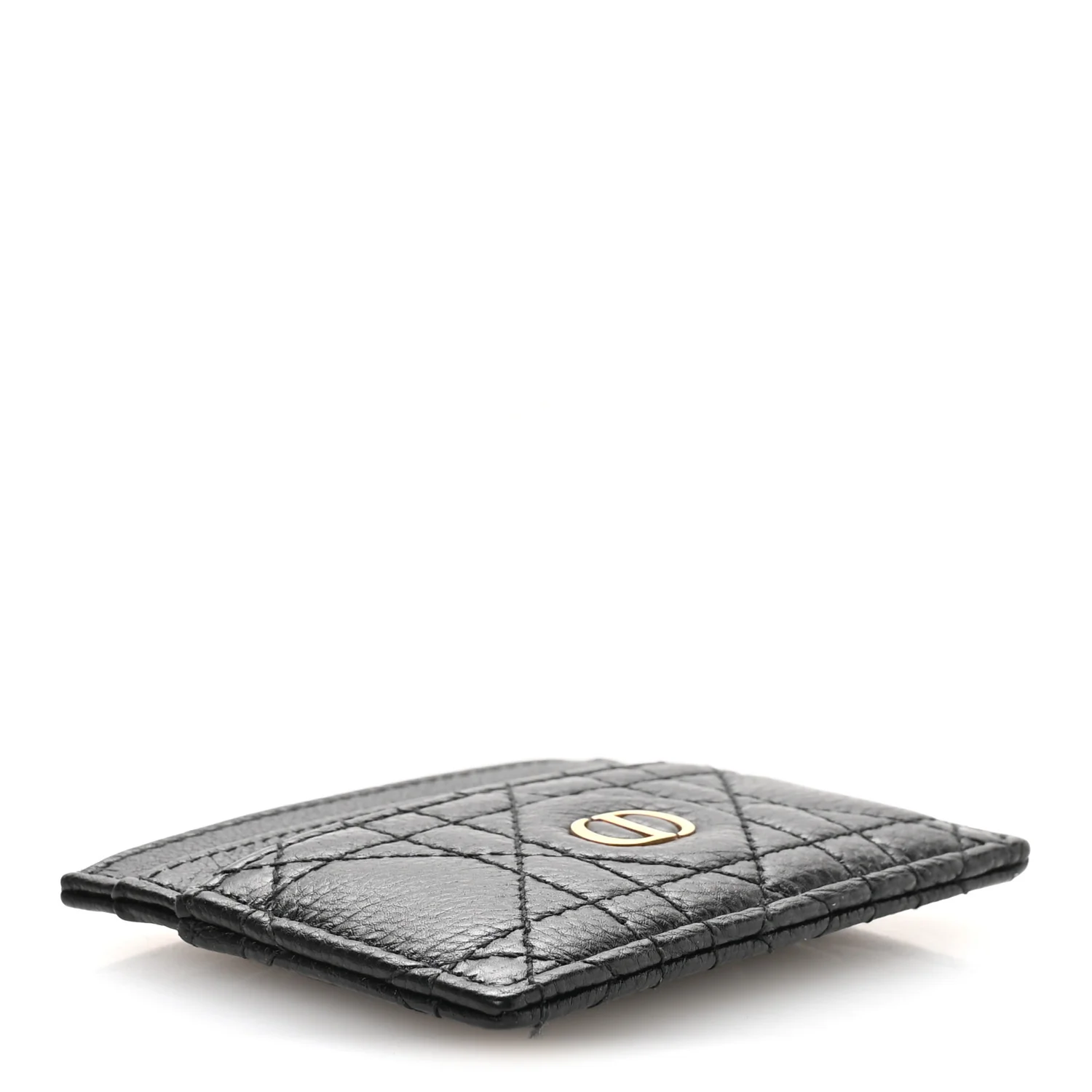 Supple Calfskin Cannage Caro Freesia Card Holder Black - Image 4